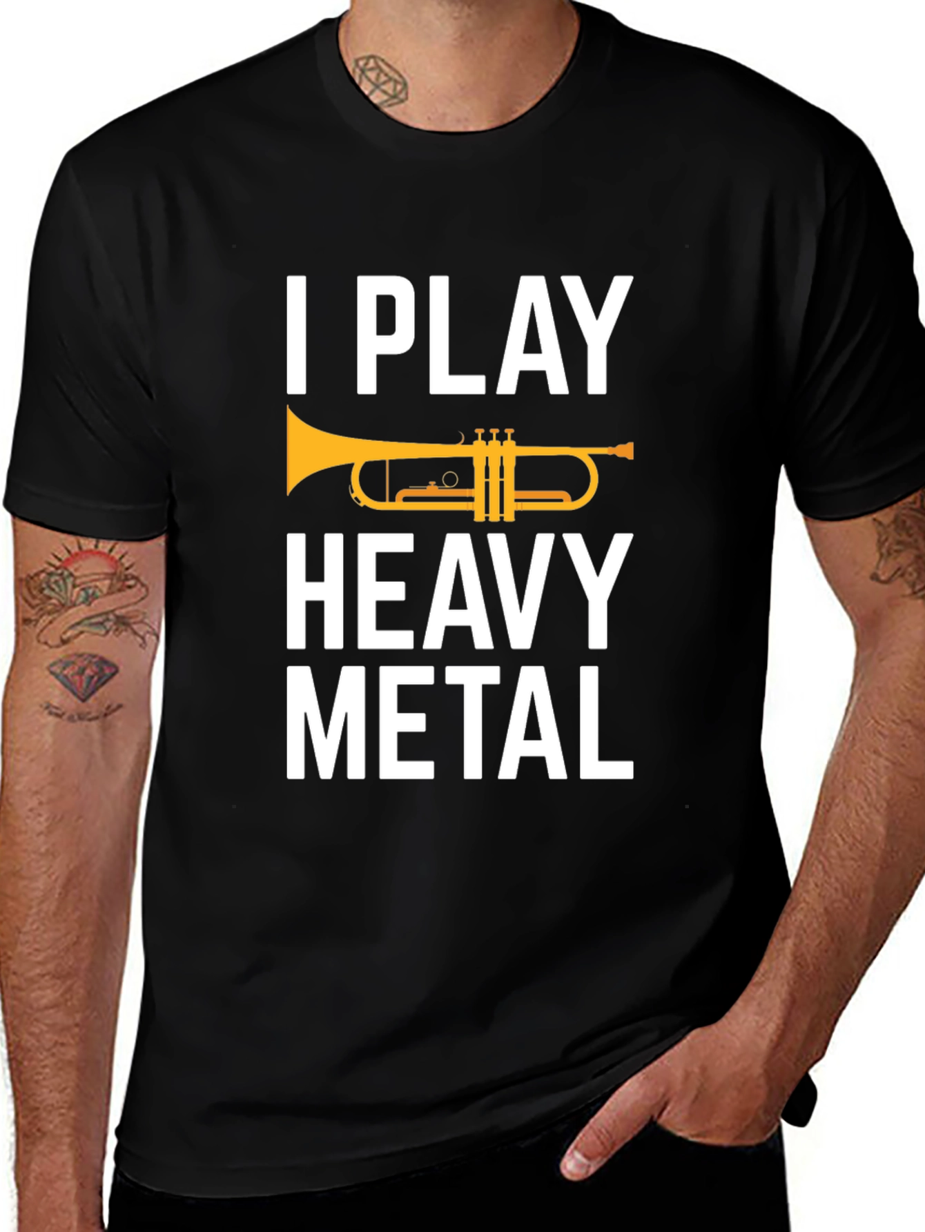 Variant 23 of I Play Trumpet Heavy Metal Black T-Shirt