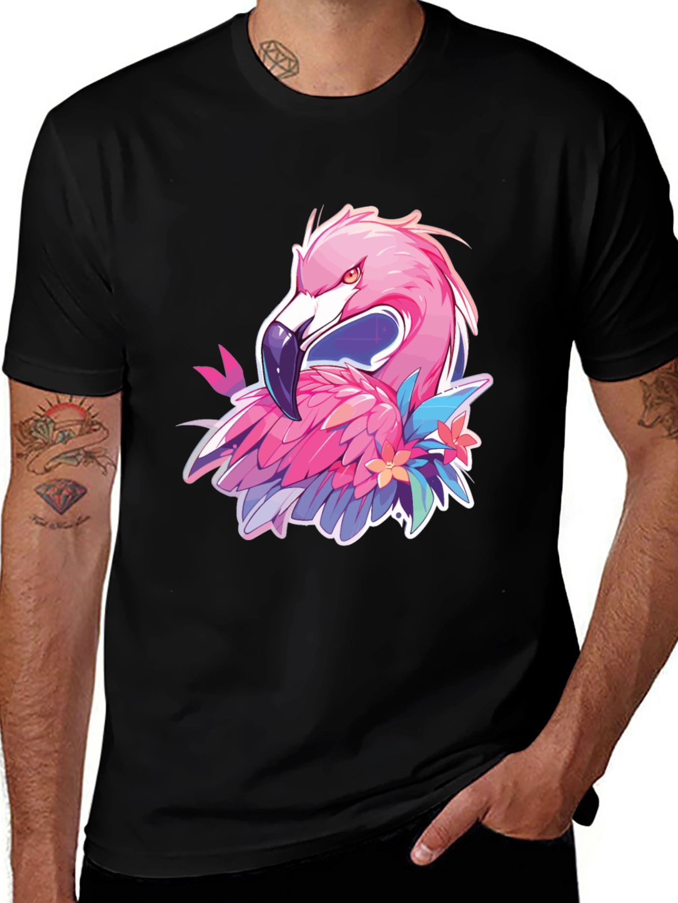 Variant 25 of Men's Black Flamingo Graphic Tee