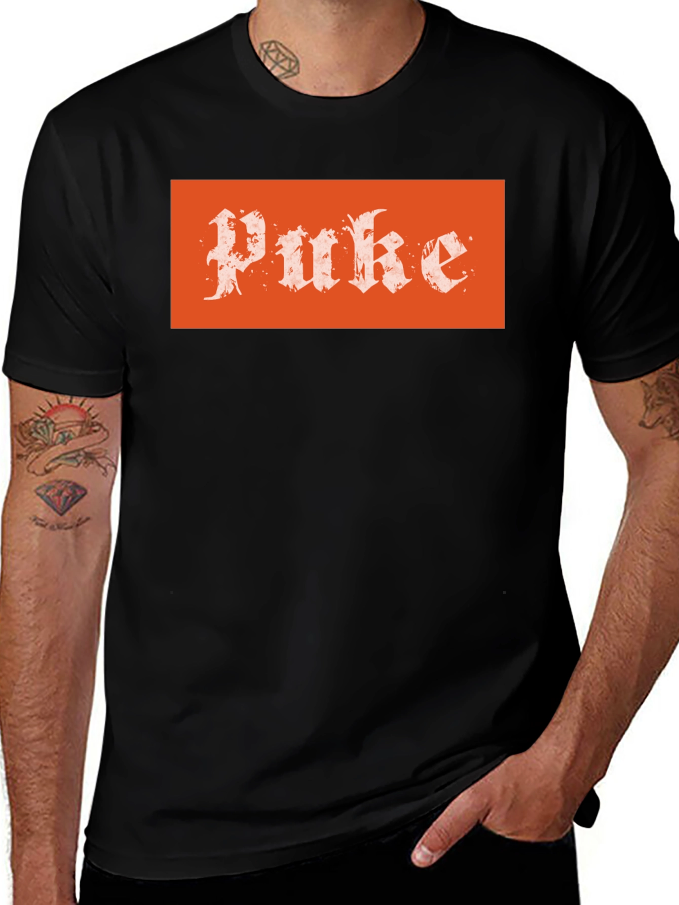 Black Puke Graphic T-Shirt - Grunge Style main image