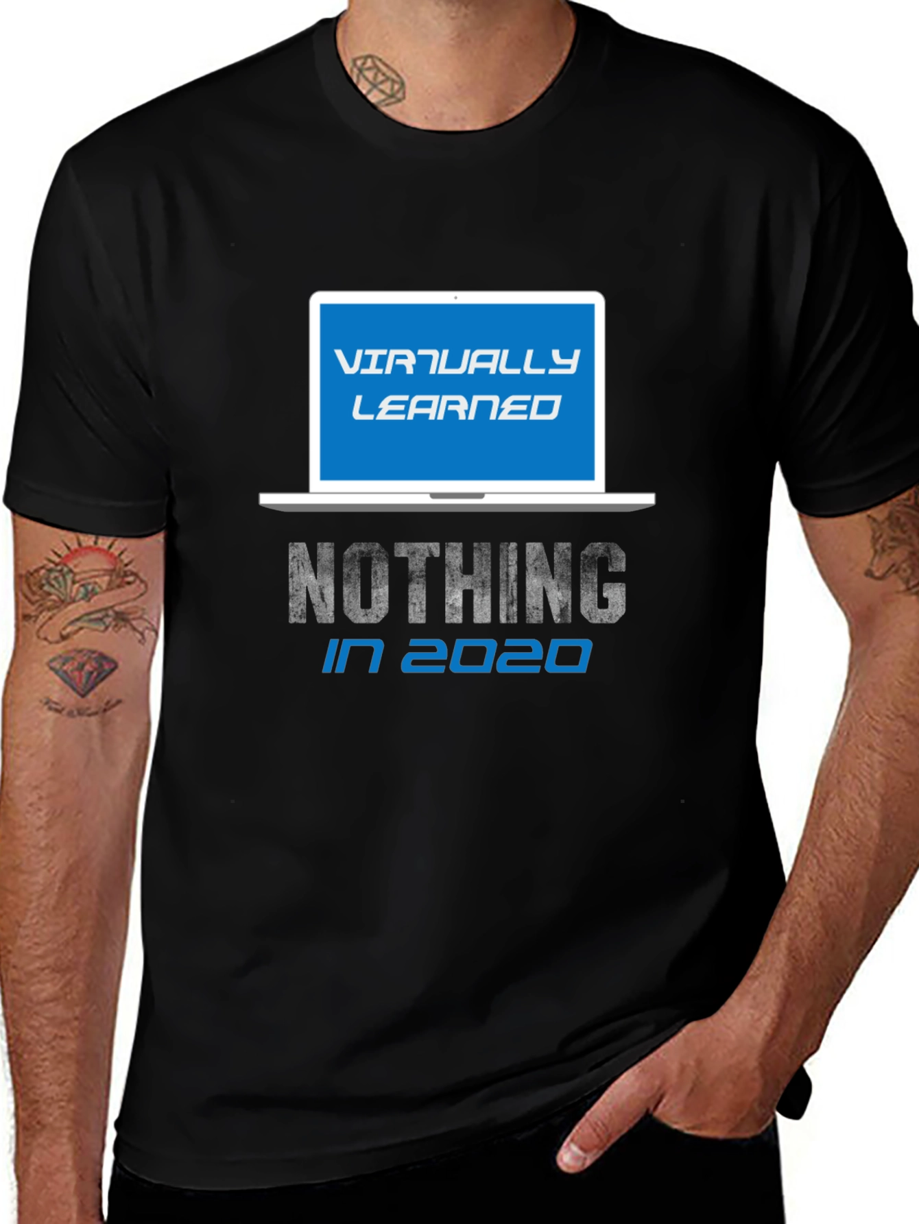 Variant 8 of Virtually Learned Nothing in 2020 Black Graphic Tee