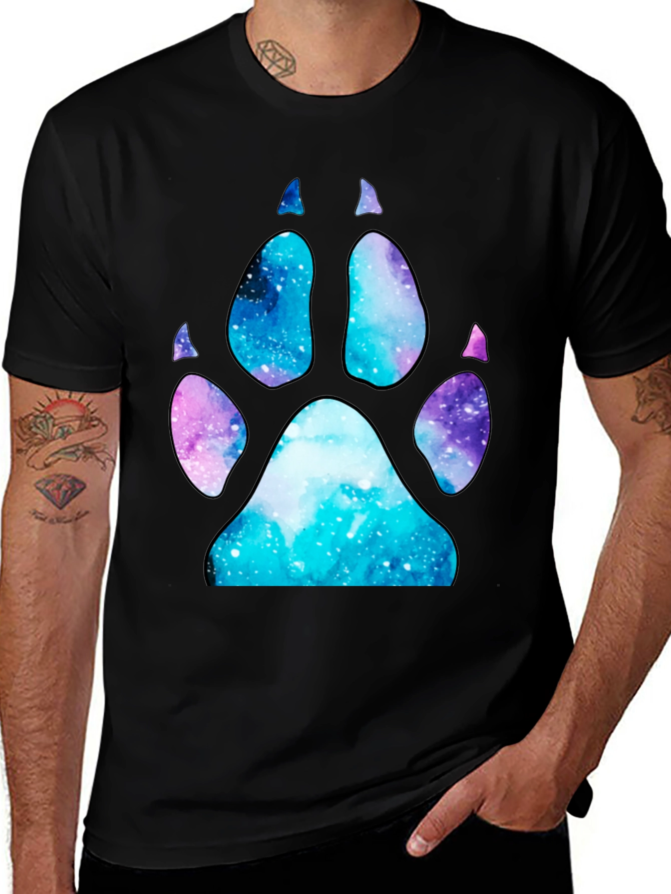 Variant 7 of Galaxy Paw Print T-Shirt - Stylish Space Design