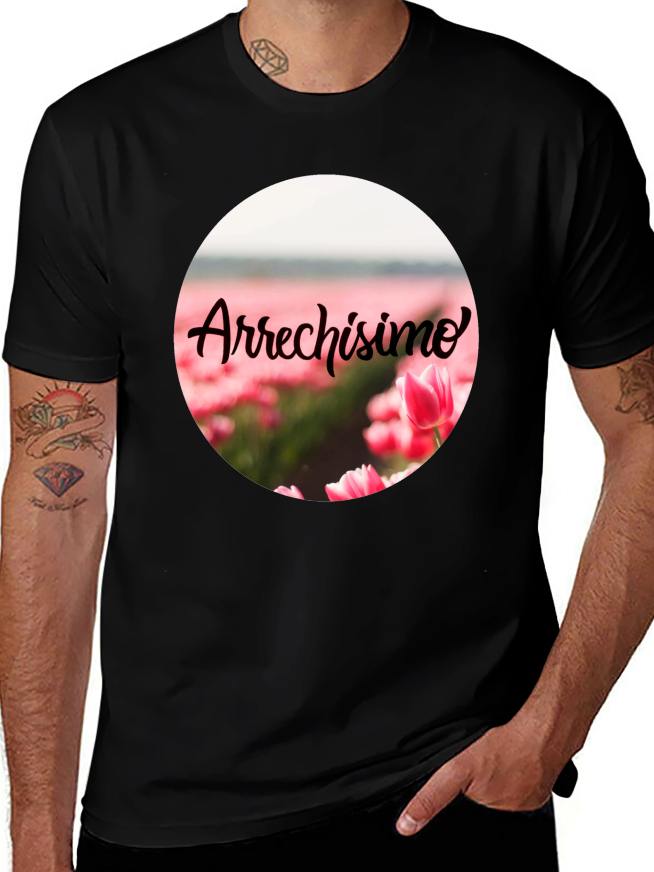 Variant 10 of Floral 'Arrechisimo' Graphic Black T-Shirt