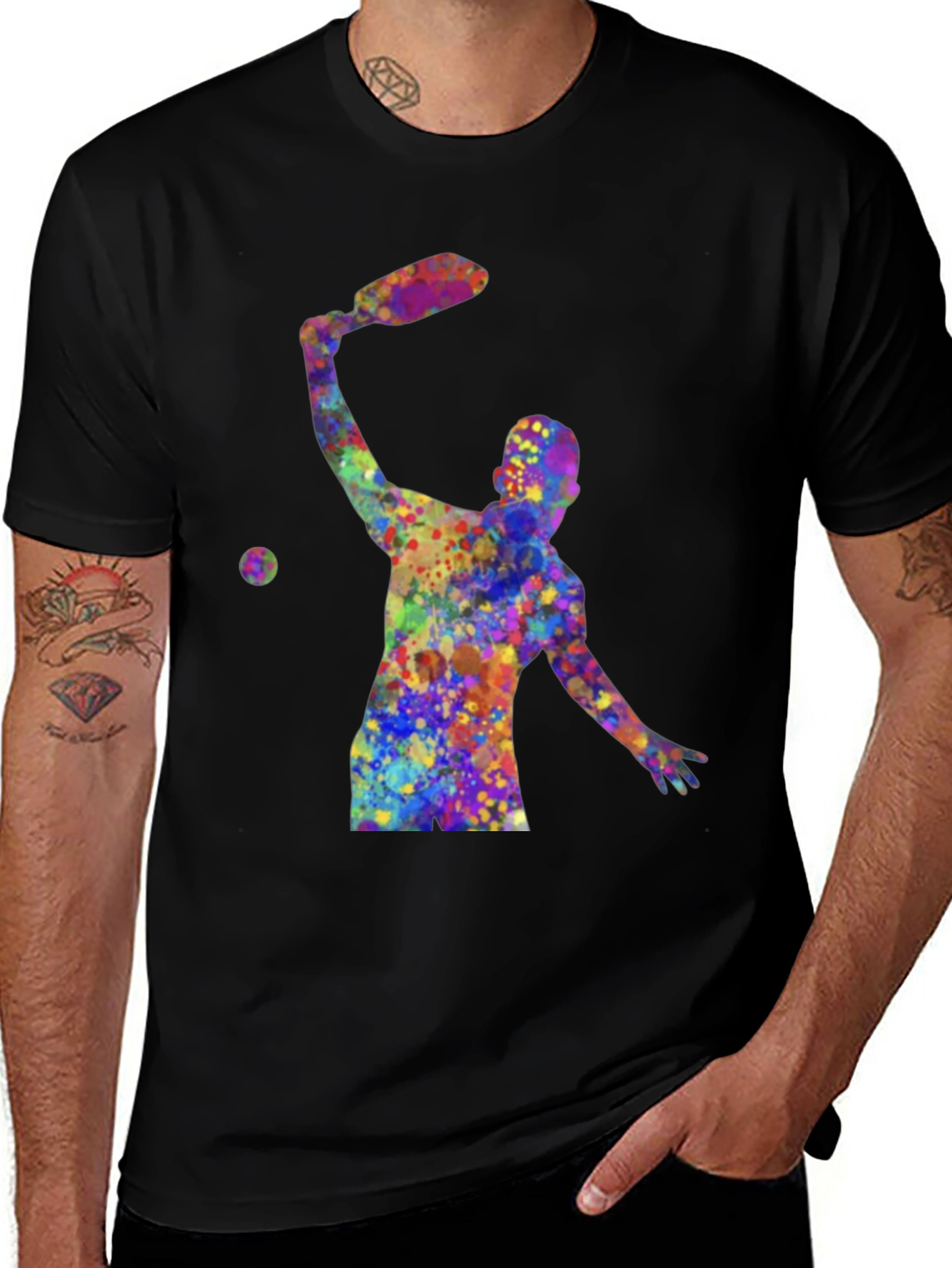 Variant 26 of Colorful Tennis Player Graphic Tee