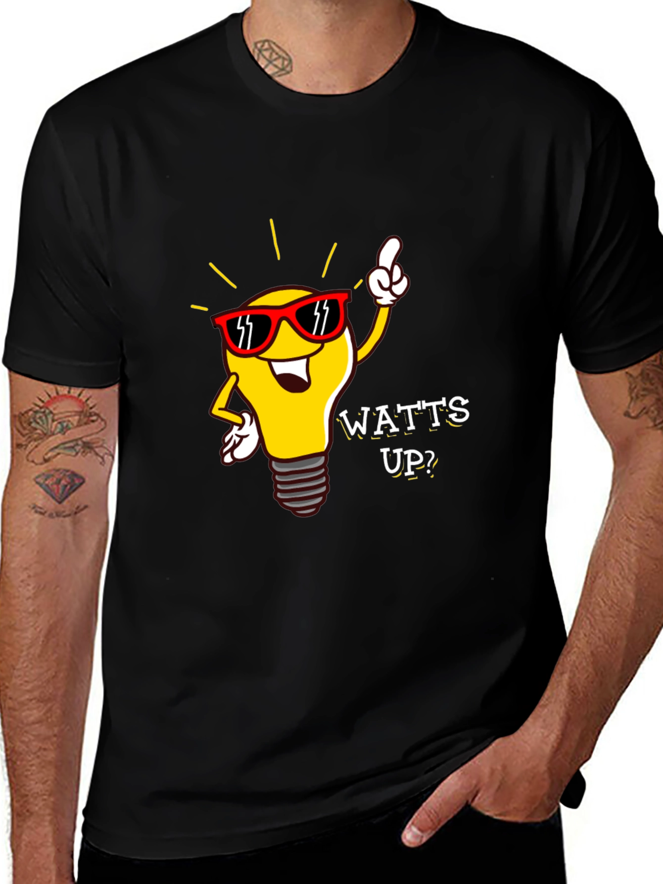 Variant 21 of Watts Up? Black Graphic T-Shirt