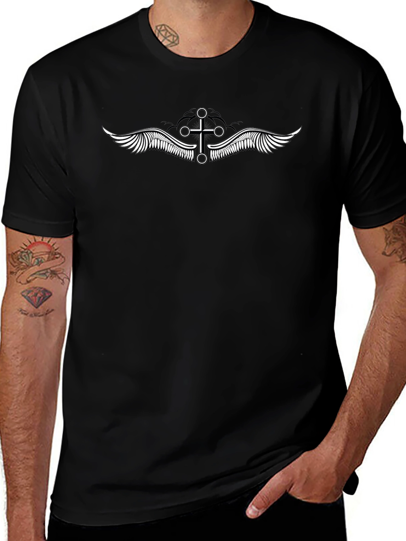 Variant 13 of Winged Cross Black T-Shirt