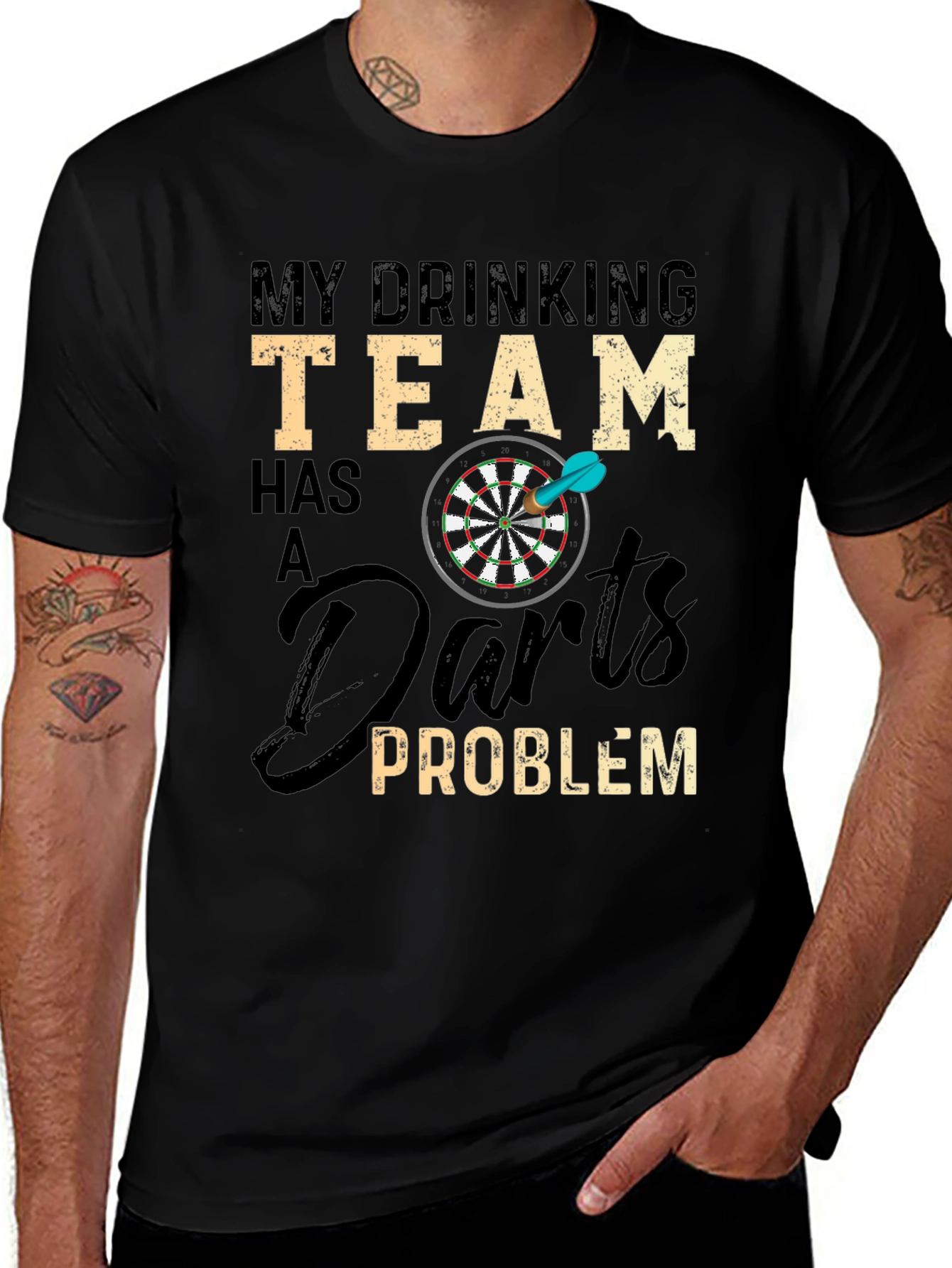 Variant 21 of Funny Drinking Team Darts Problem Graphic T-Shirt