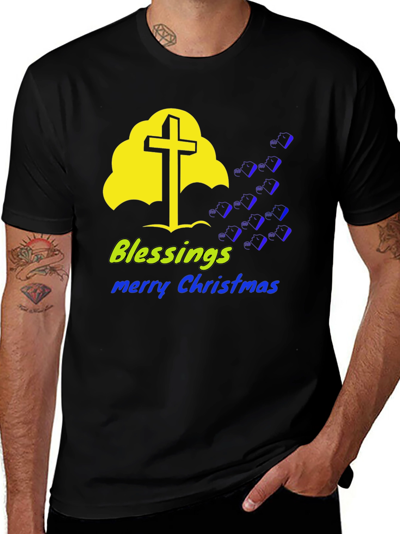 Variant 29 of Blessings Merry Christmas Graphic Tee