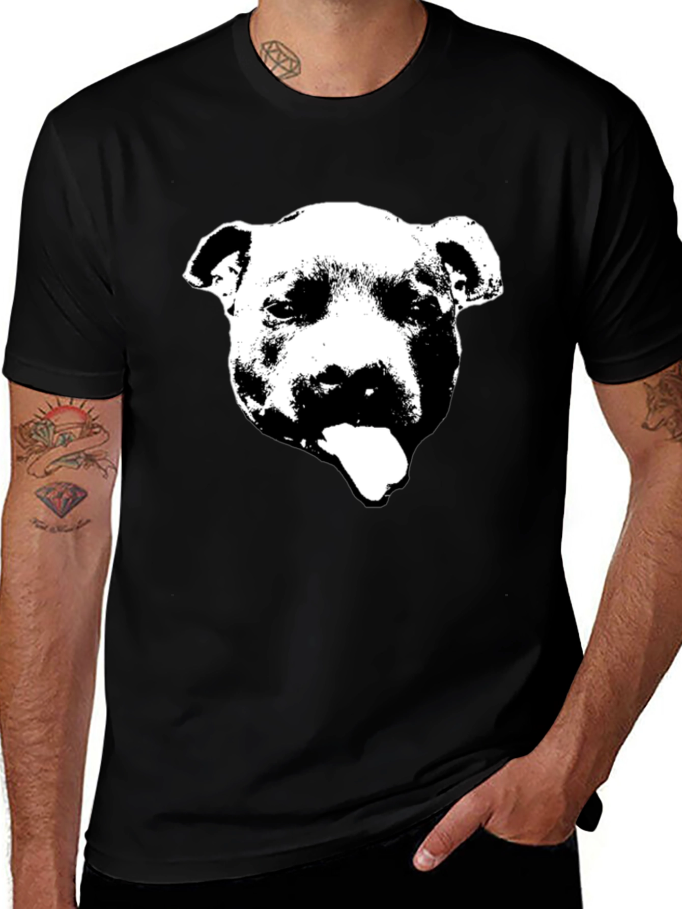 Variant 21 of Black Pitbull Graphic T-Shirt - Crew Neck