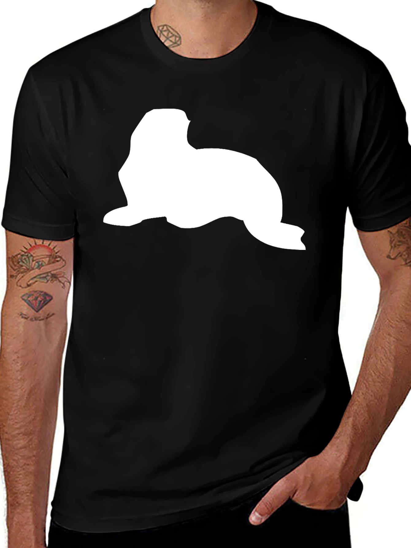 Variant 28 of Seal Graphic T-Shirt - Relaxed Fit Black Tee