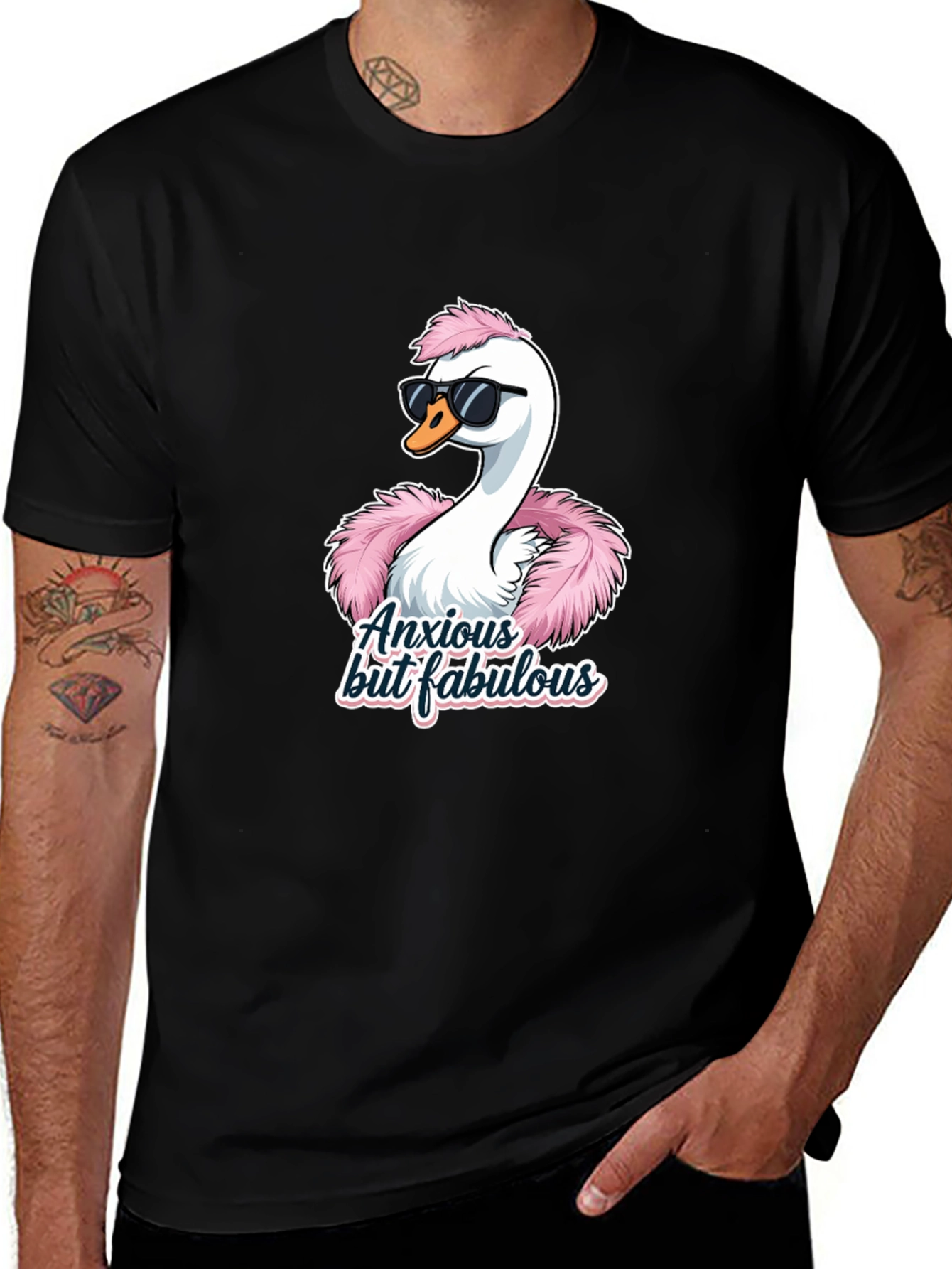 Variant 9 of Anxious but Fabulous Swan Graphic Tee