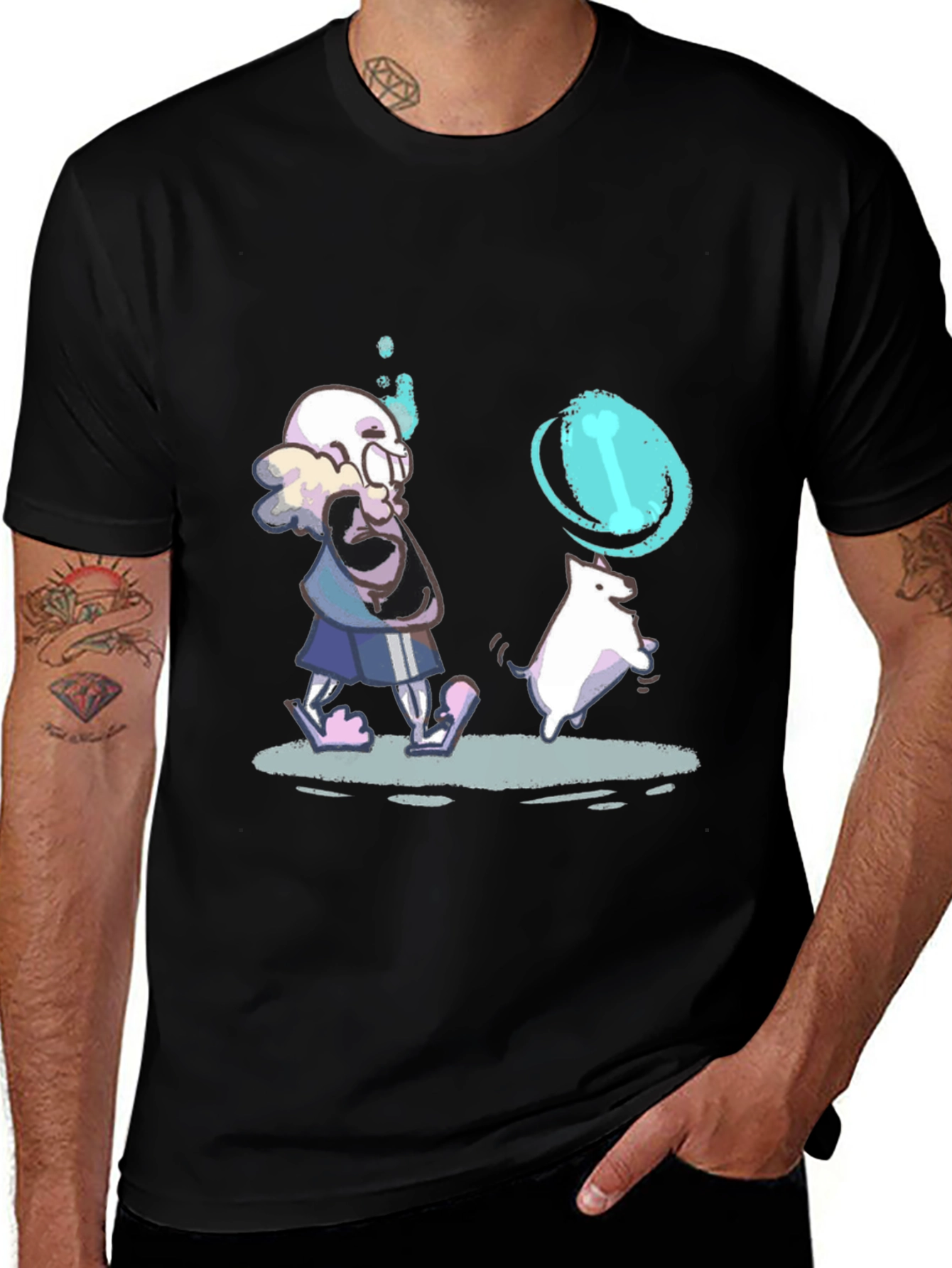 Undertale Sans & Dog T-Shirt - Black