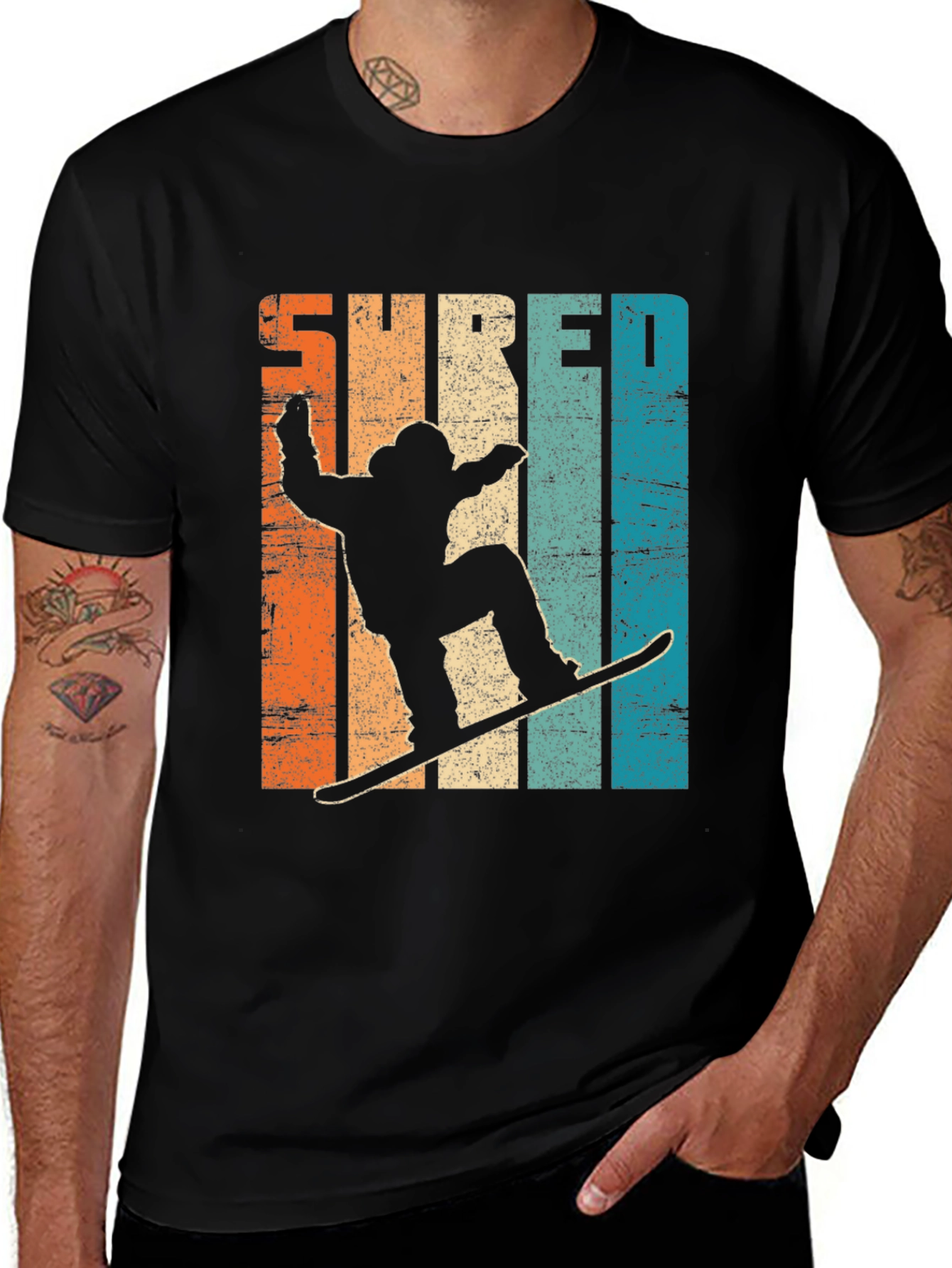 Variant 27 of Shred Retro Snowboarder Graphic Tee - Cool Winter Style