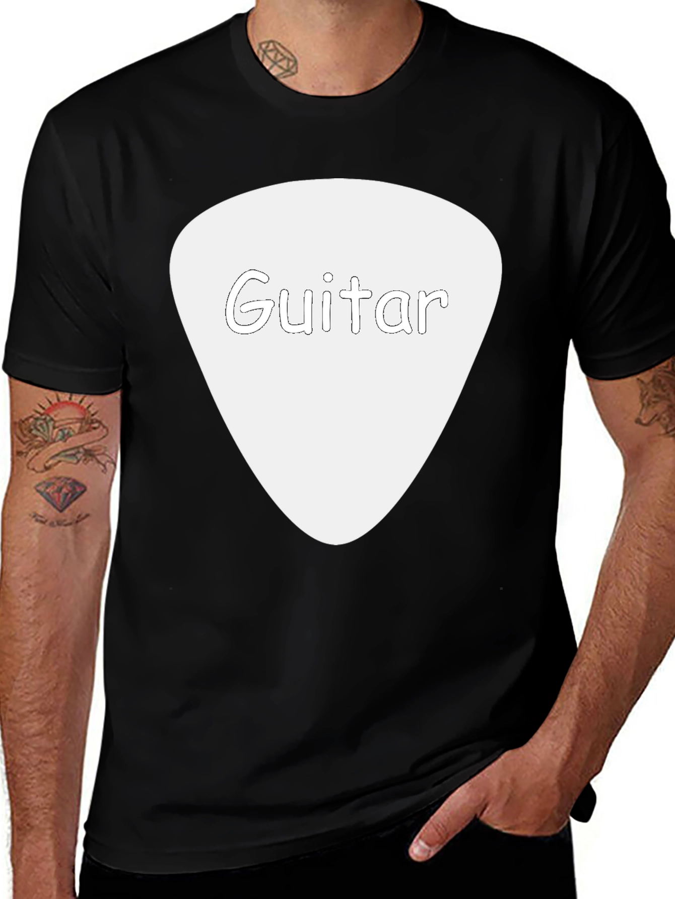 Variant 4 of Guitar Pick Tee - Black Cotton Guitarist T-Shirt