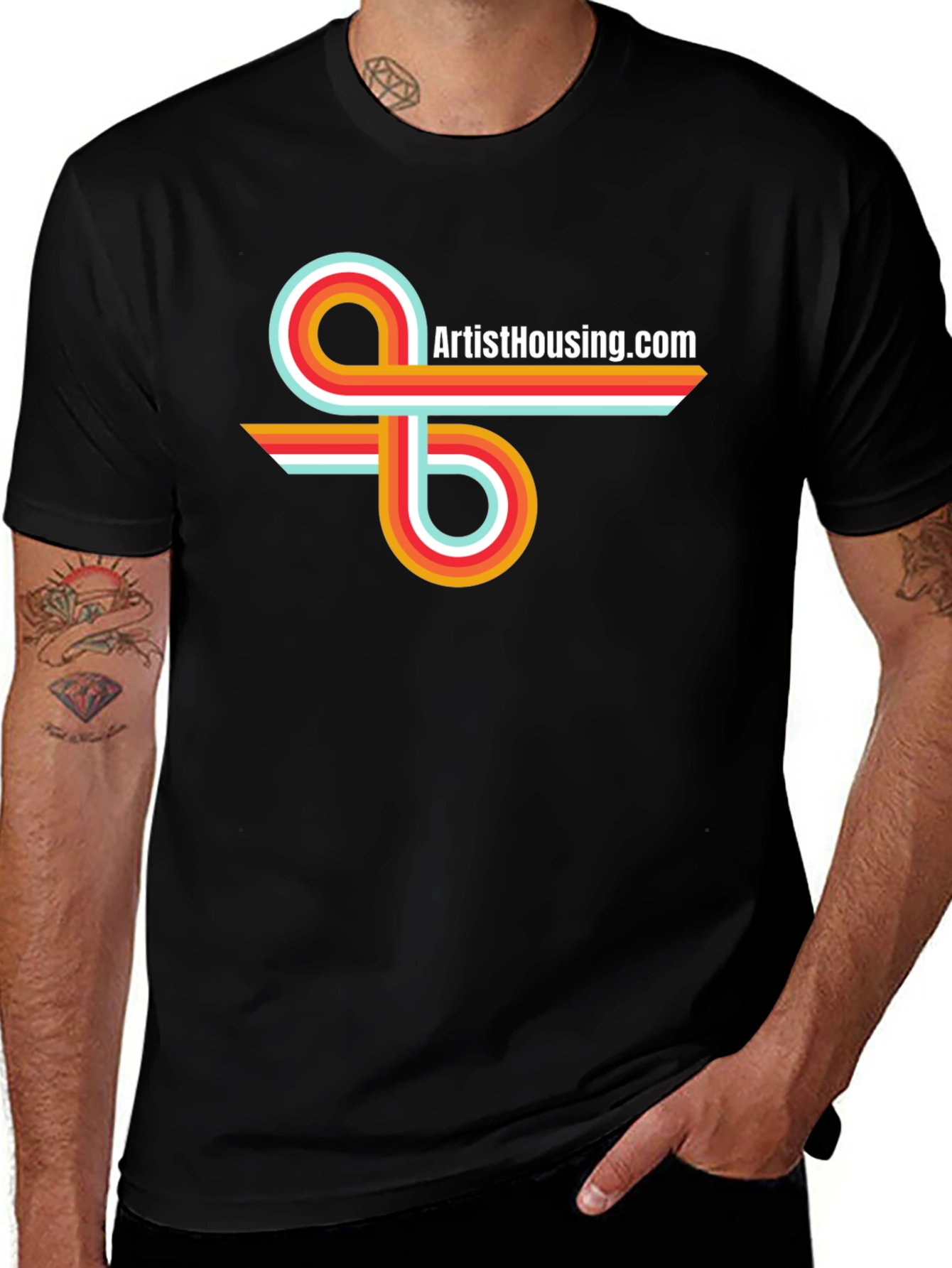 Variant 5 of ArtistHousing.com Retro Style Black T-Shirt