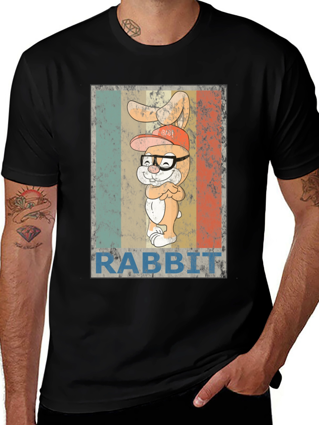 Variant 20 of Cool Rabbit Graphic T-Shirt - Vintage Style