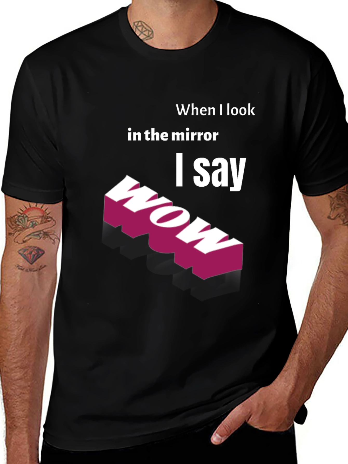 Black Wow Mirror Graphic Tee main image