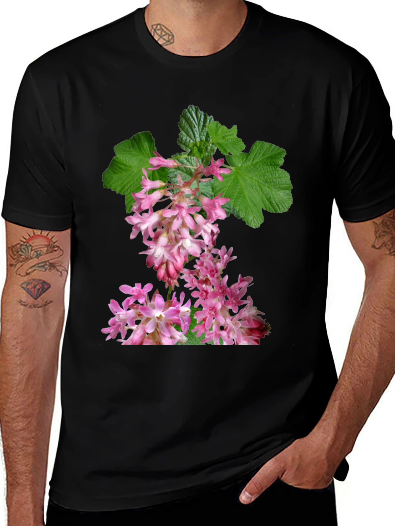 Variant 11 of Floral Print Black T-Shirt