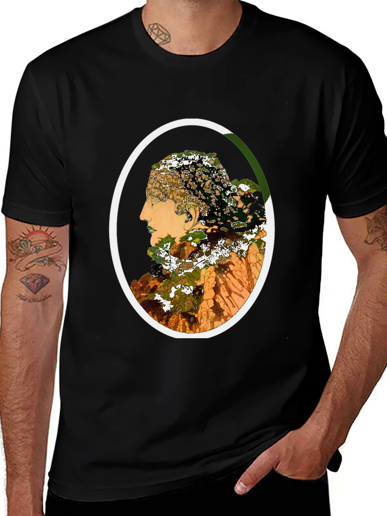 Variant 16 of Nature Portrait Graphic Black T-Shirt