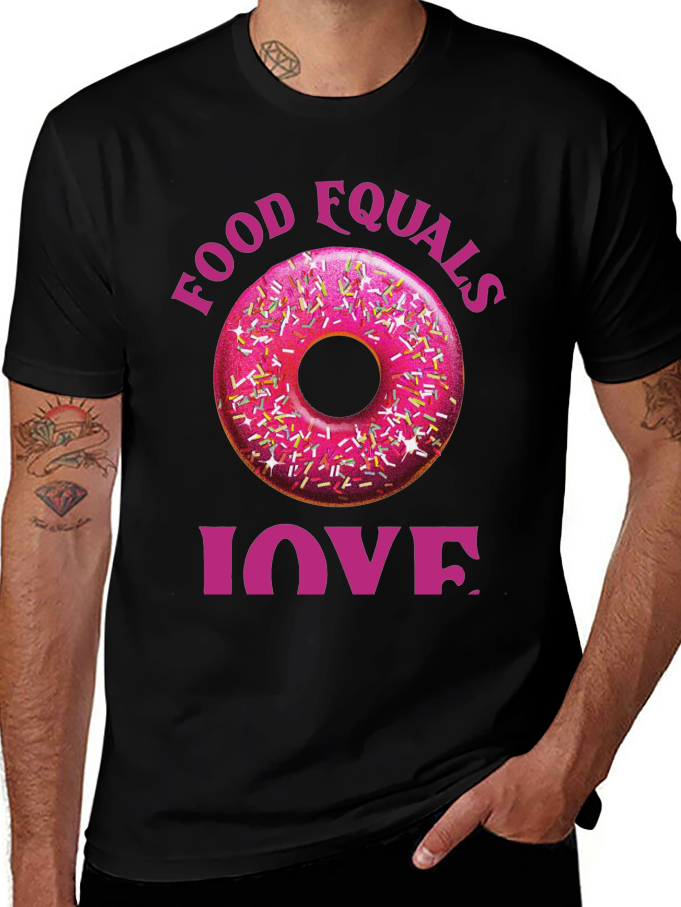 Food Equals Love T-Shirt Donut Design