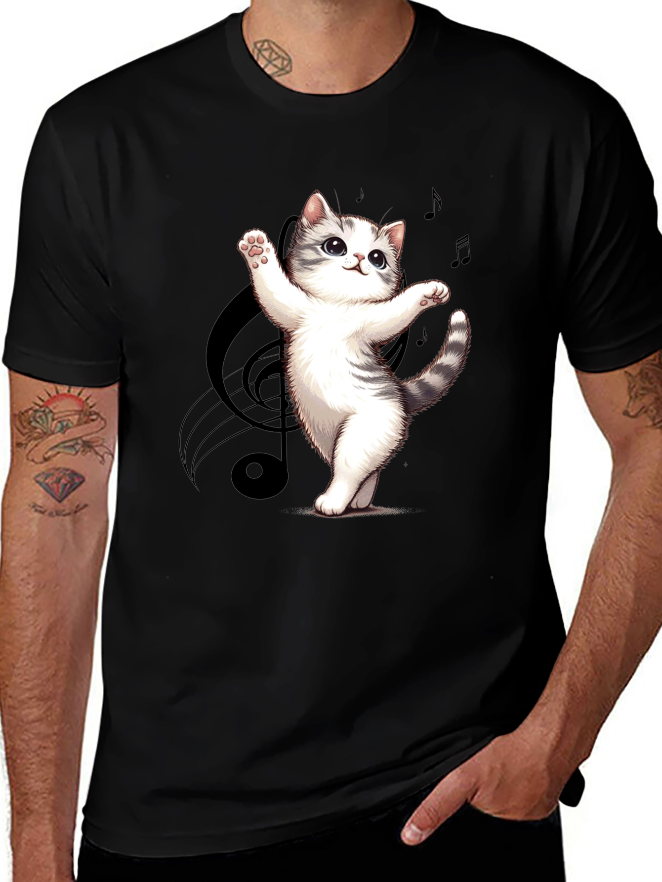 Variant 2 of Dancing Cat Music T-Shirt