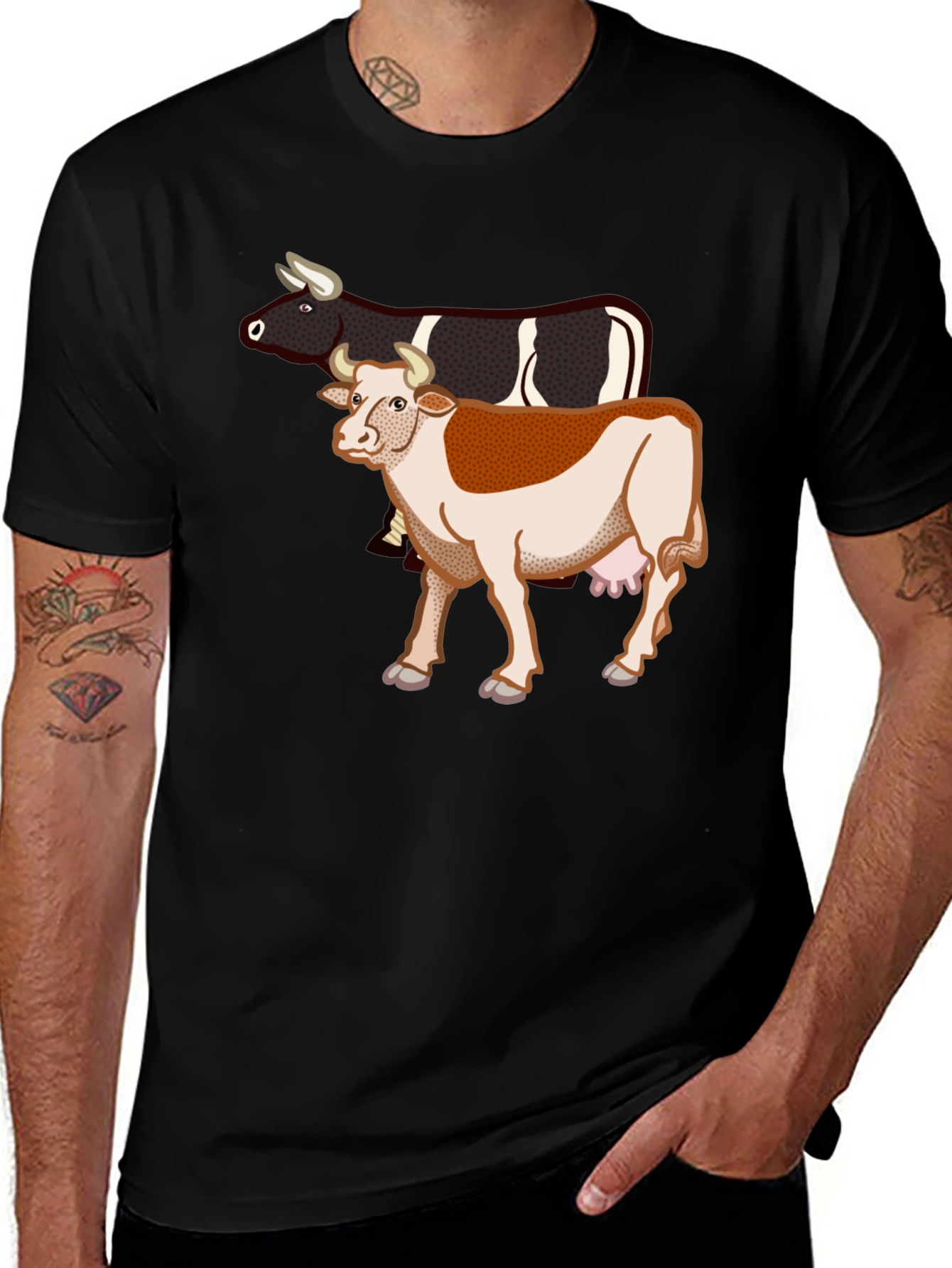 Variant 6 of Cow Graphic Black T-Shirt