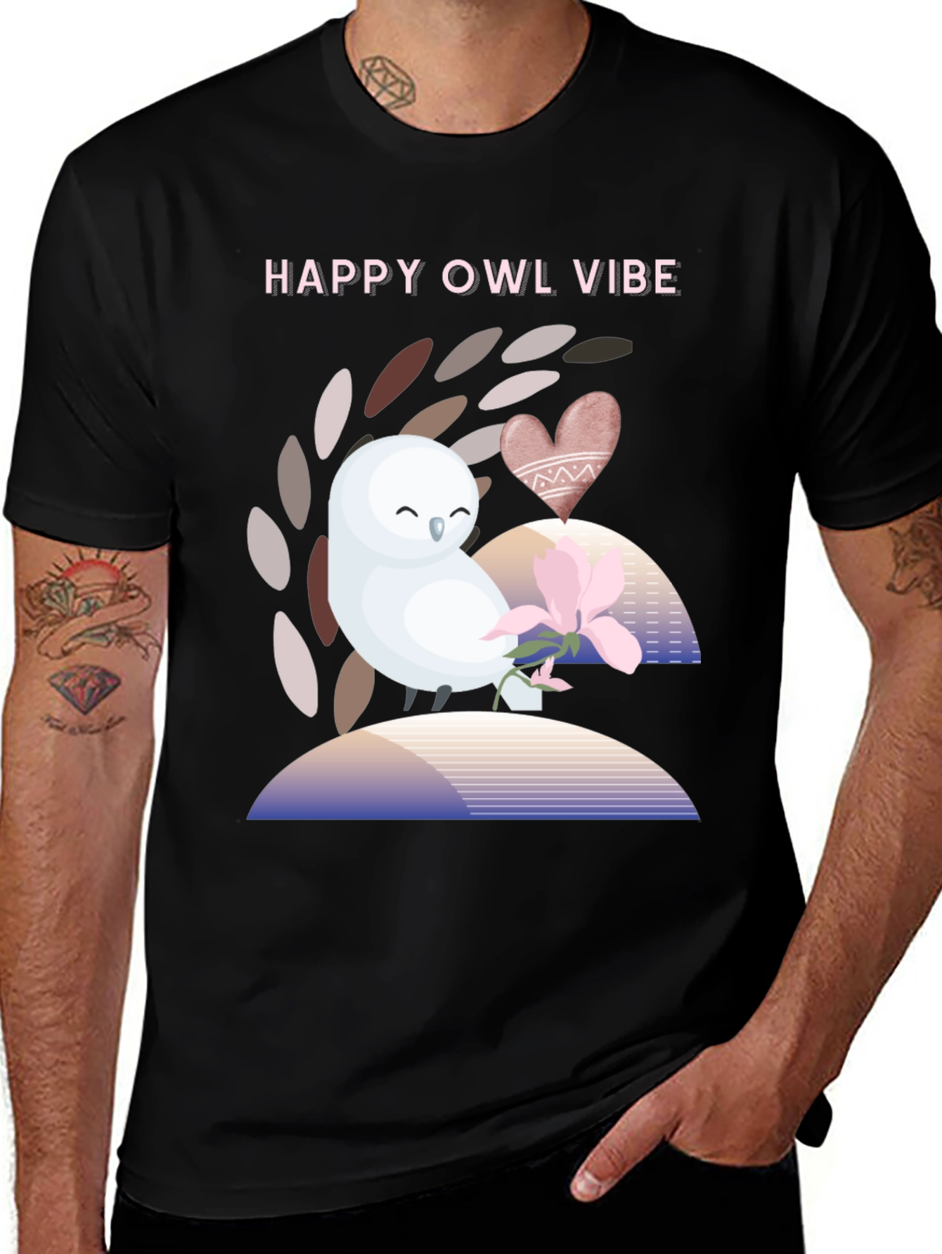 Variant 23 of Happy Owl Vibe Graphic T-Shirt - Unisex