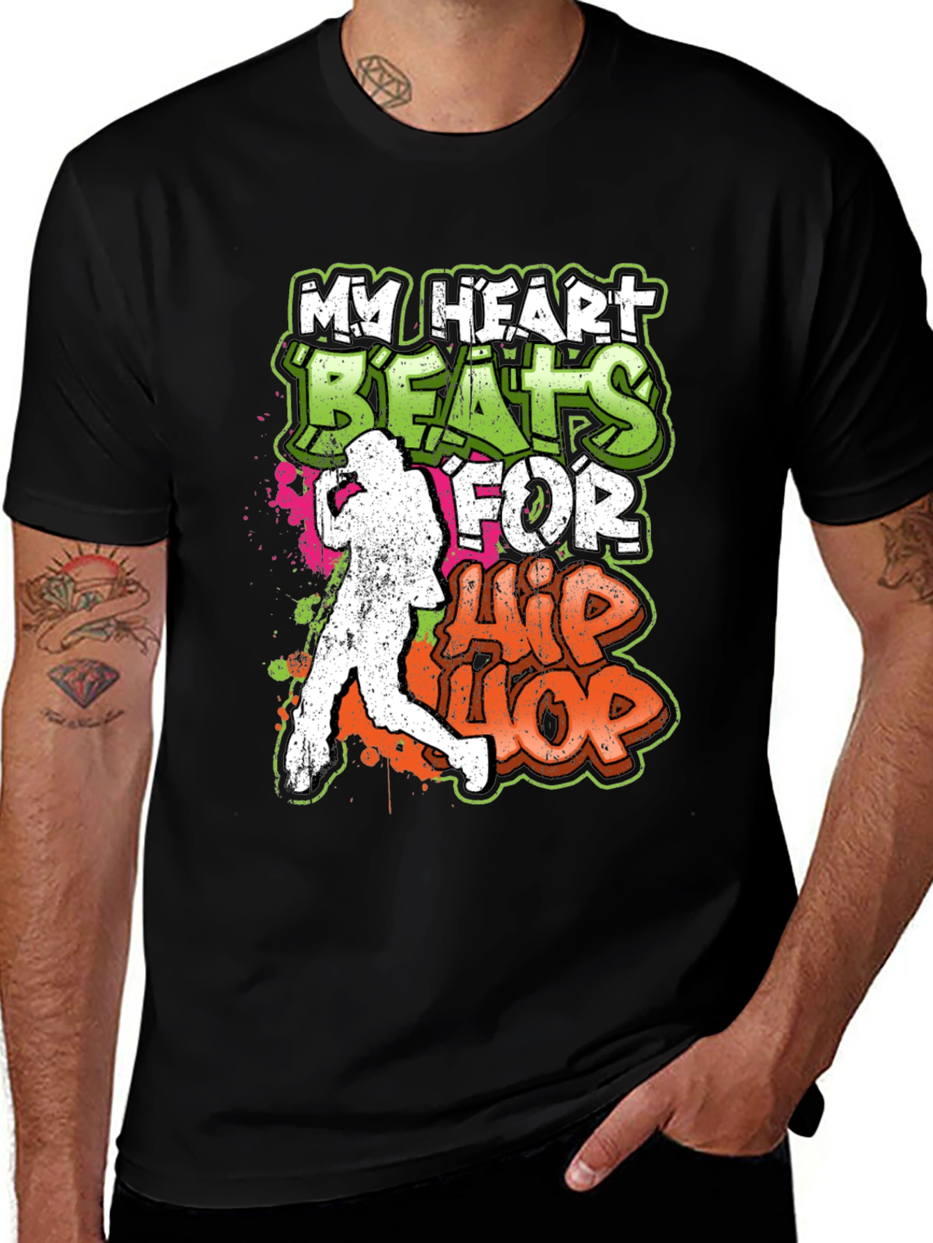 Variant 18 of Hip Hop Heartbeat Graphic Tee - Urban Style