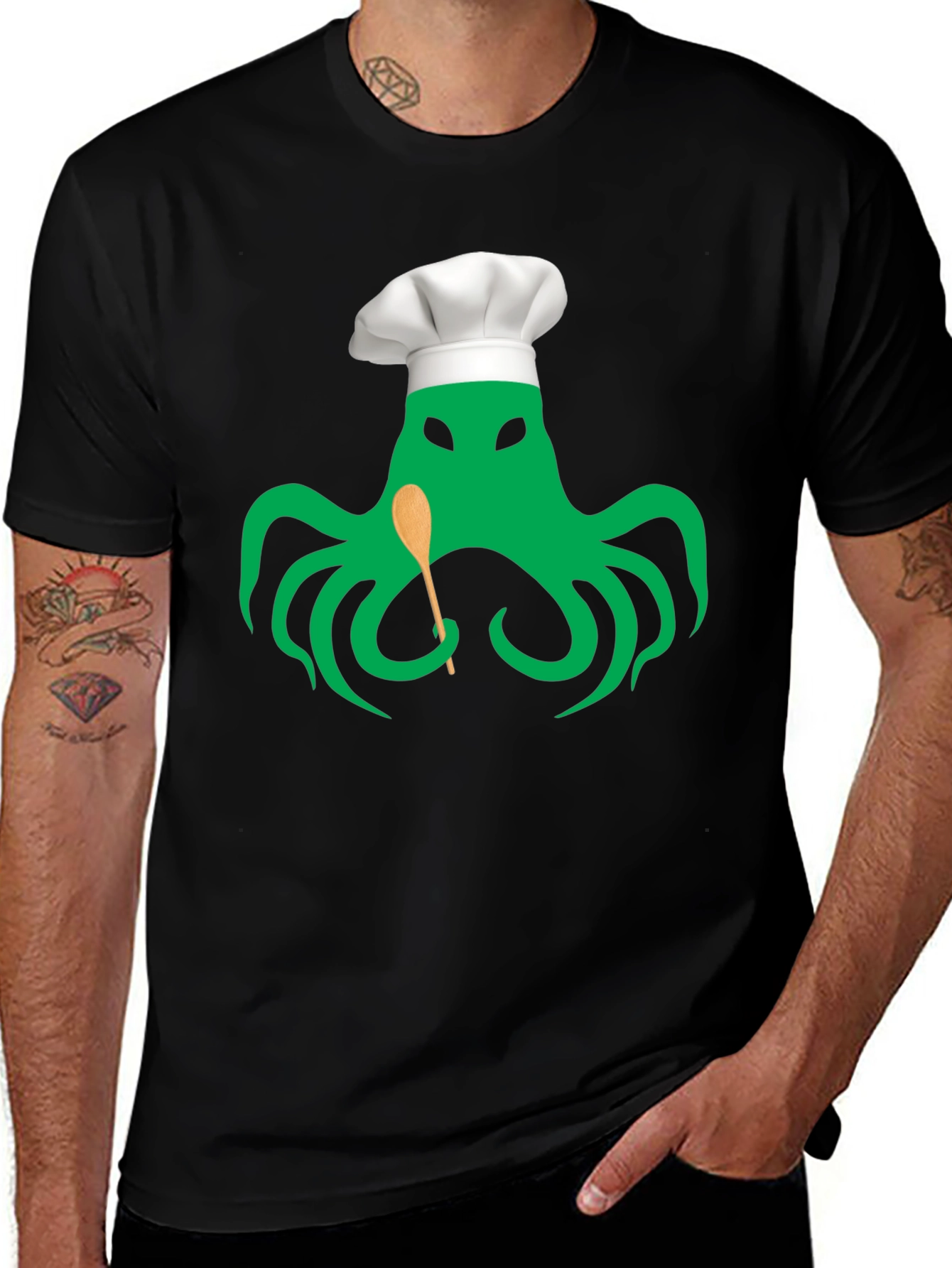 Variant 17 of Chefthulhu Black Graphic Tee - Tentacle Culinary Master