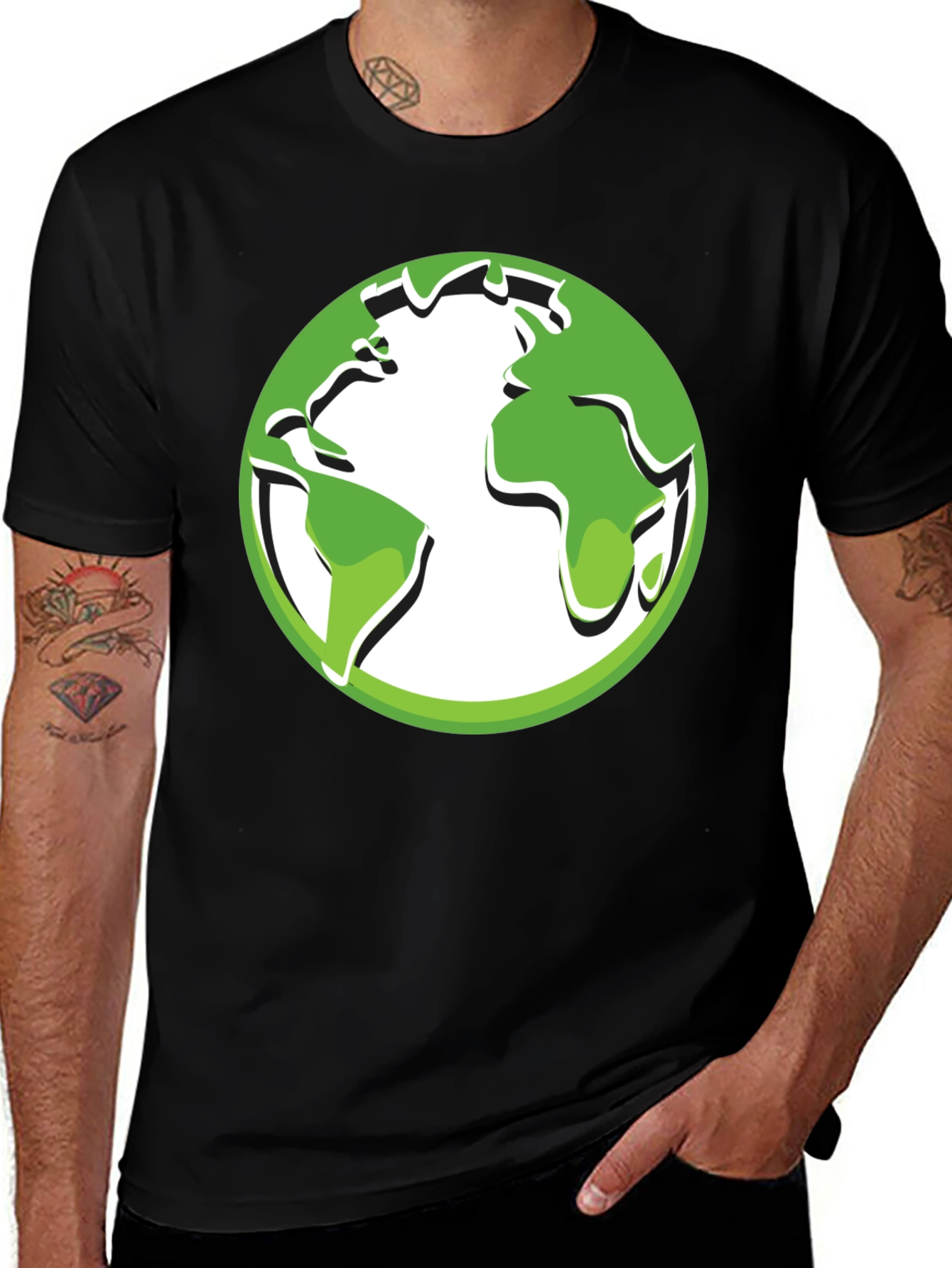 Variant 18 of Eco-Friendly Earth Graphic Tee - Black