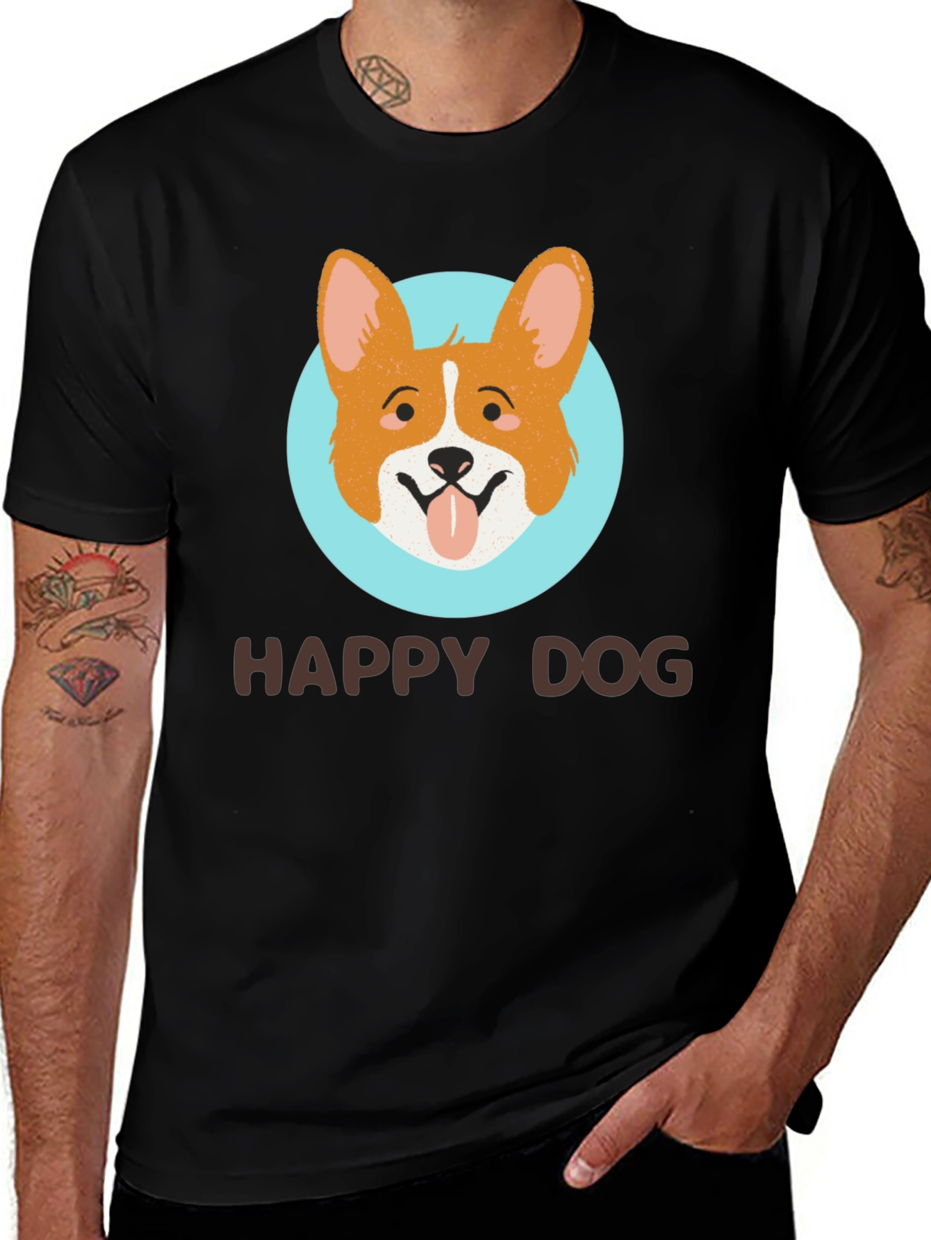 Variant 16 of Happy Dog Graphic T-Shirt - Cute Corgi Design