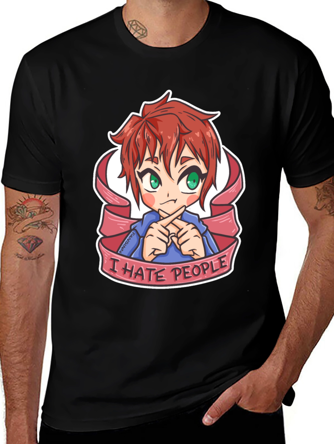 Variant 23 of I Hate People Anime T-Shirt - Black