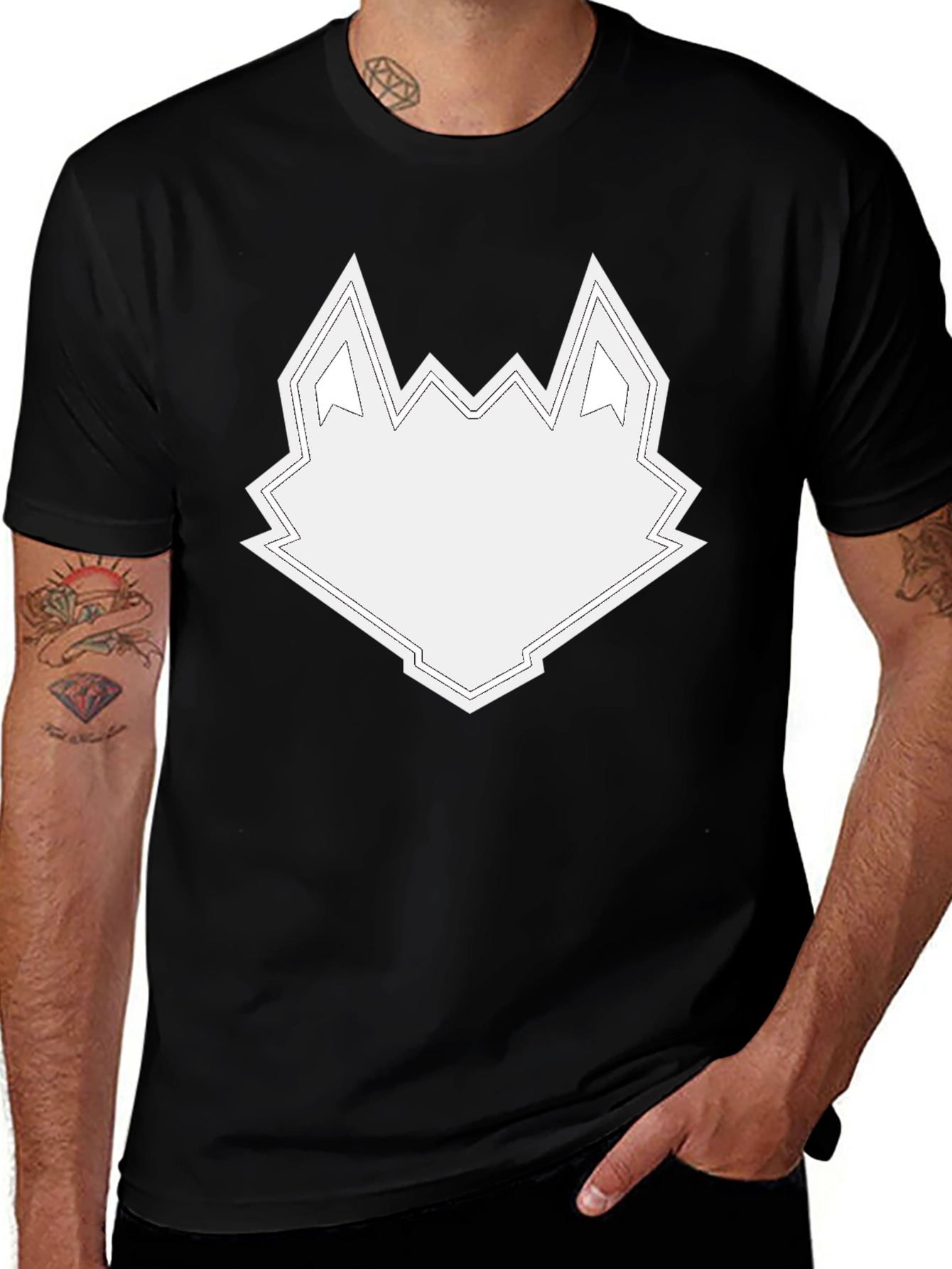 Variant 7 of Geometric Wolf Head Graphic Tee