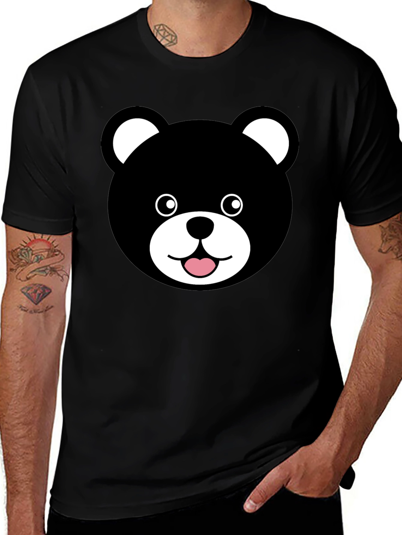 Variant 20 of Cute Bear Graphic Black T-Shirt