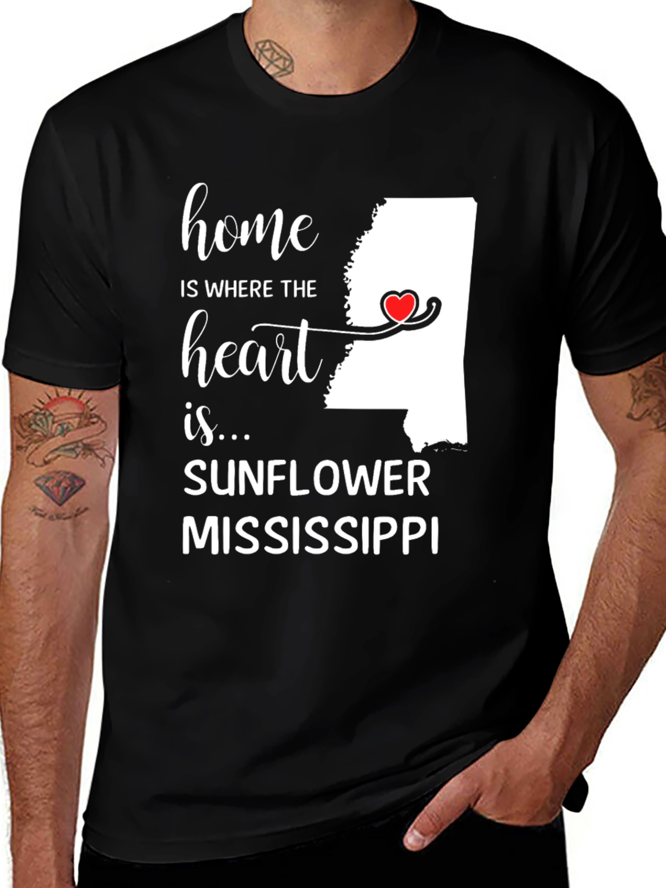 Variant 6 of Home is Where the Heart is Sunflower Mississippi T-Shirt