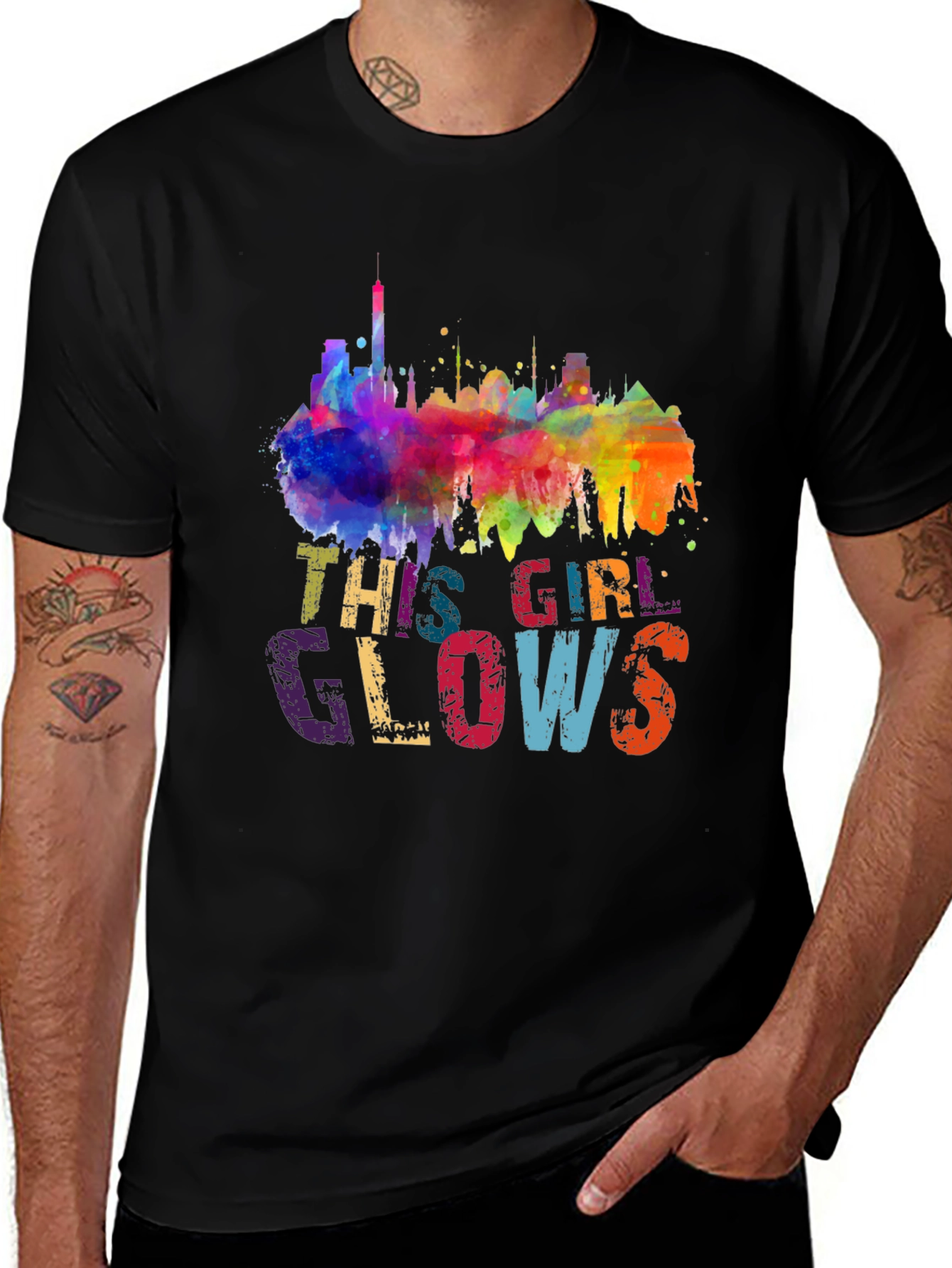 Variant 20 of This Girl Glows Graphic Tee - Vibrant Skyline Design
