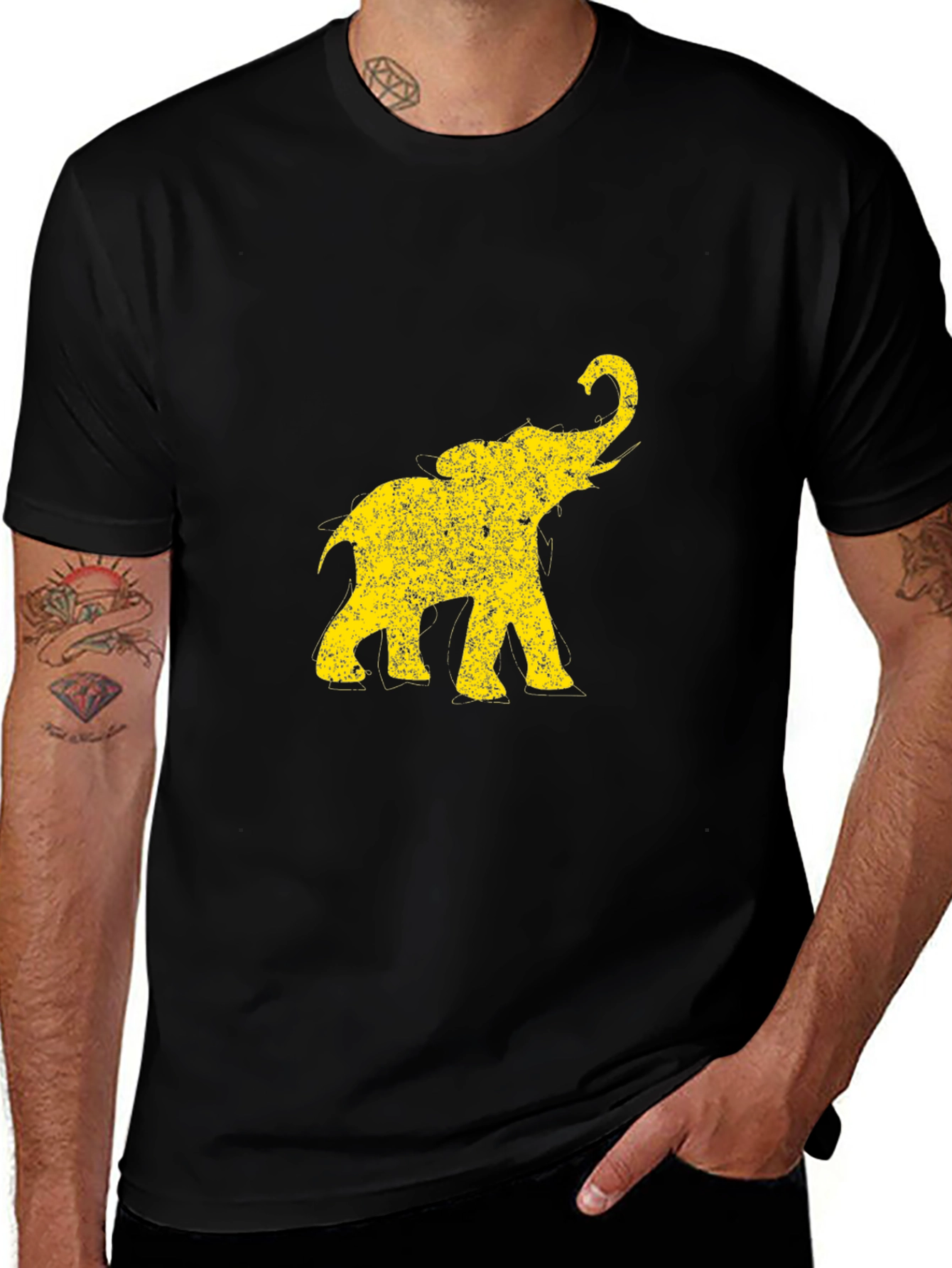 Variant 21 of Distressed Elephant Graphic Tee - Black