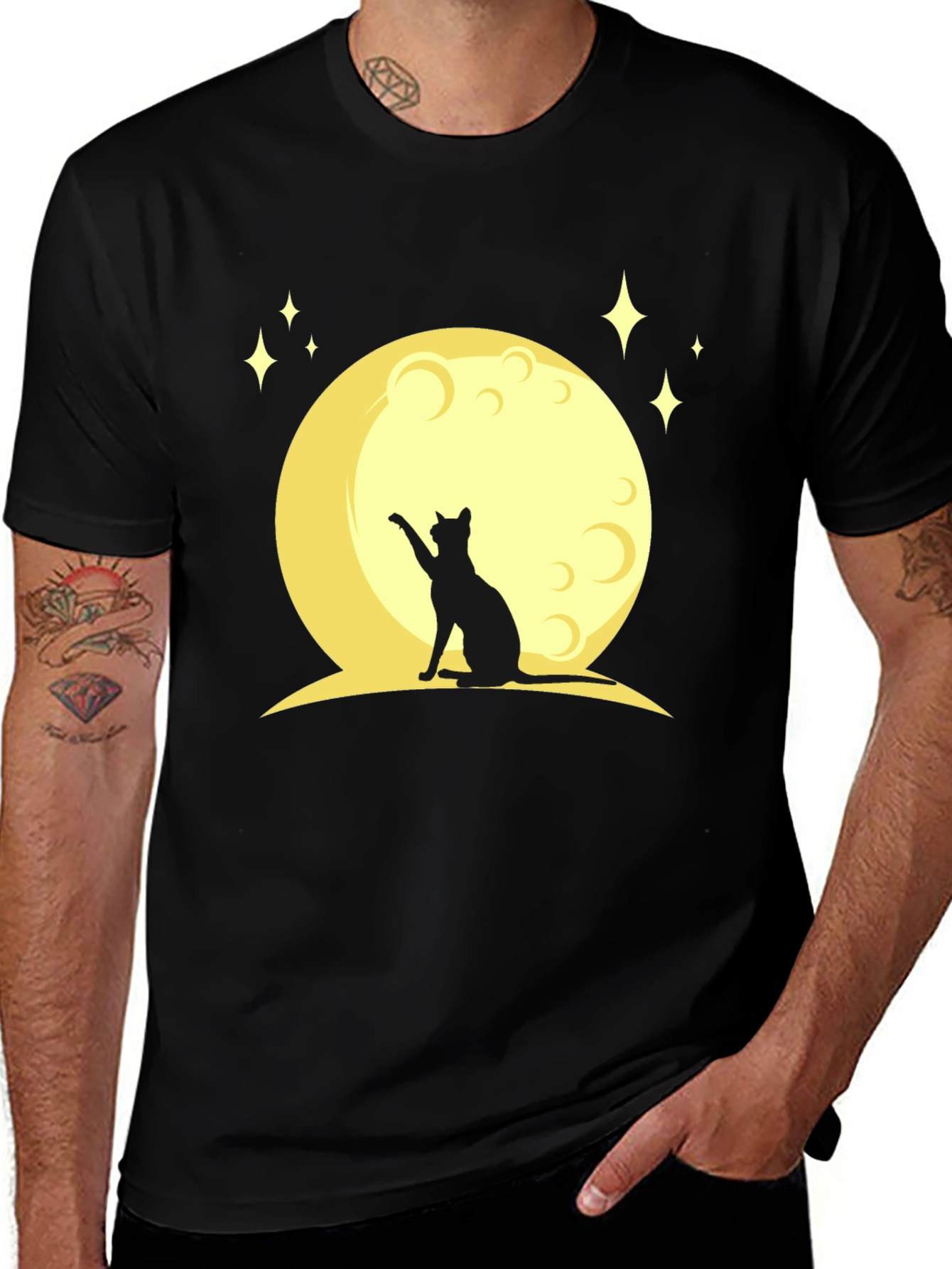 Variant 18 of Black Cat Moon Graphic T-Shirt