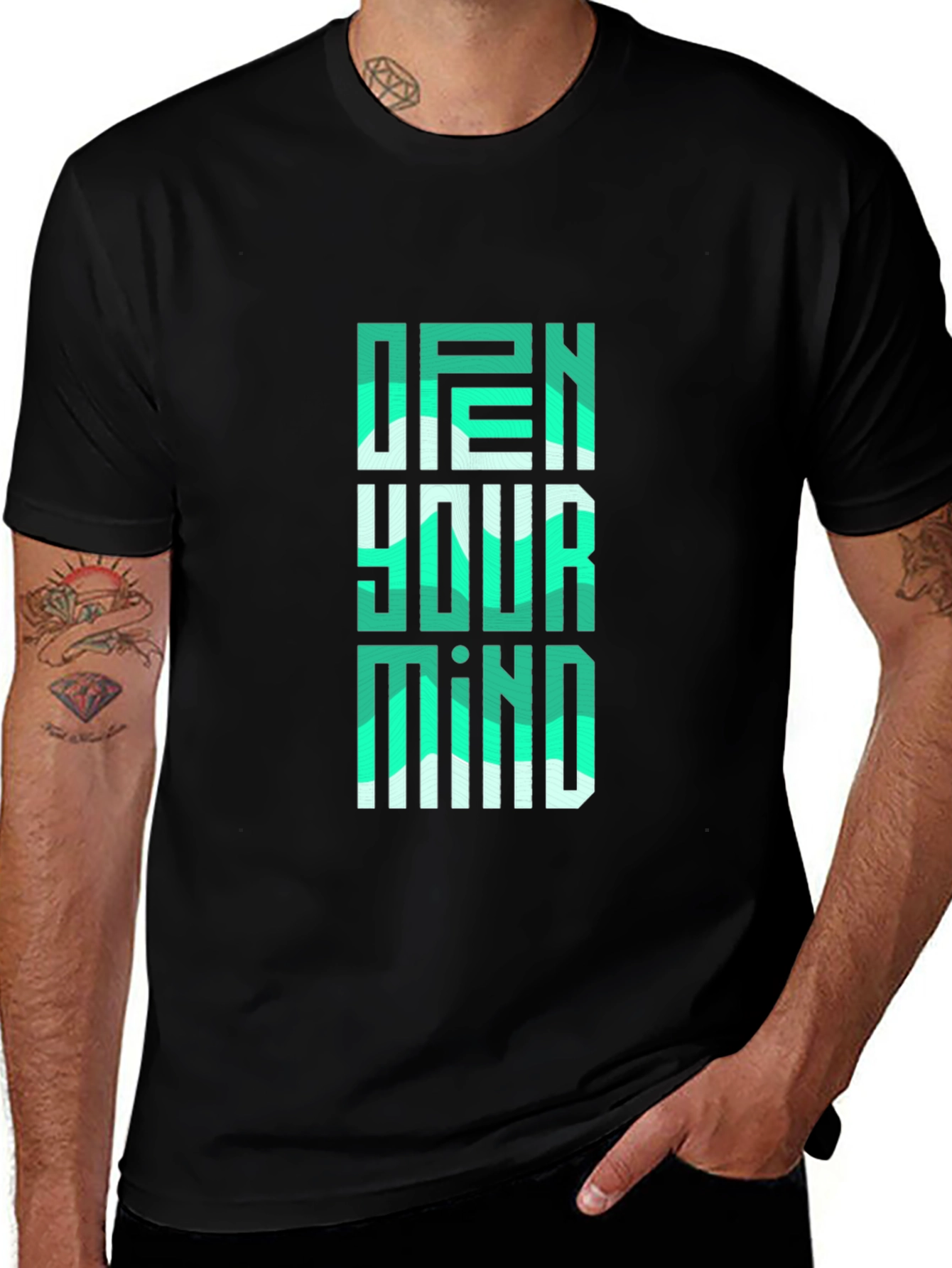Black Open Your Mind Graphic Tee - Stylish Black T-Shirt main image