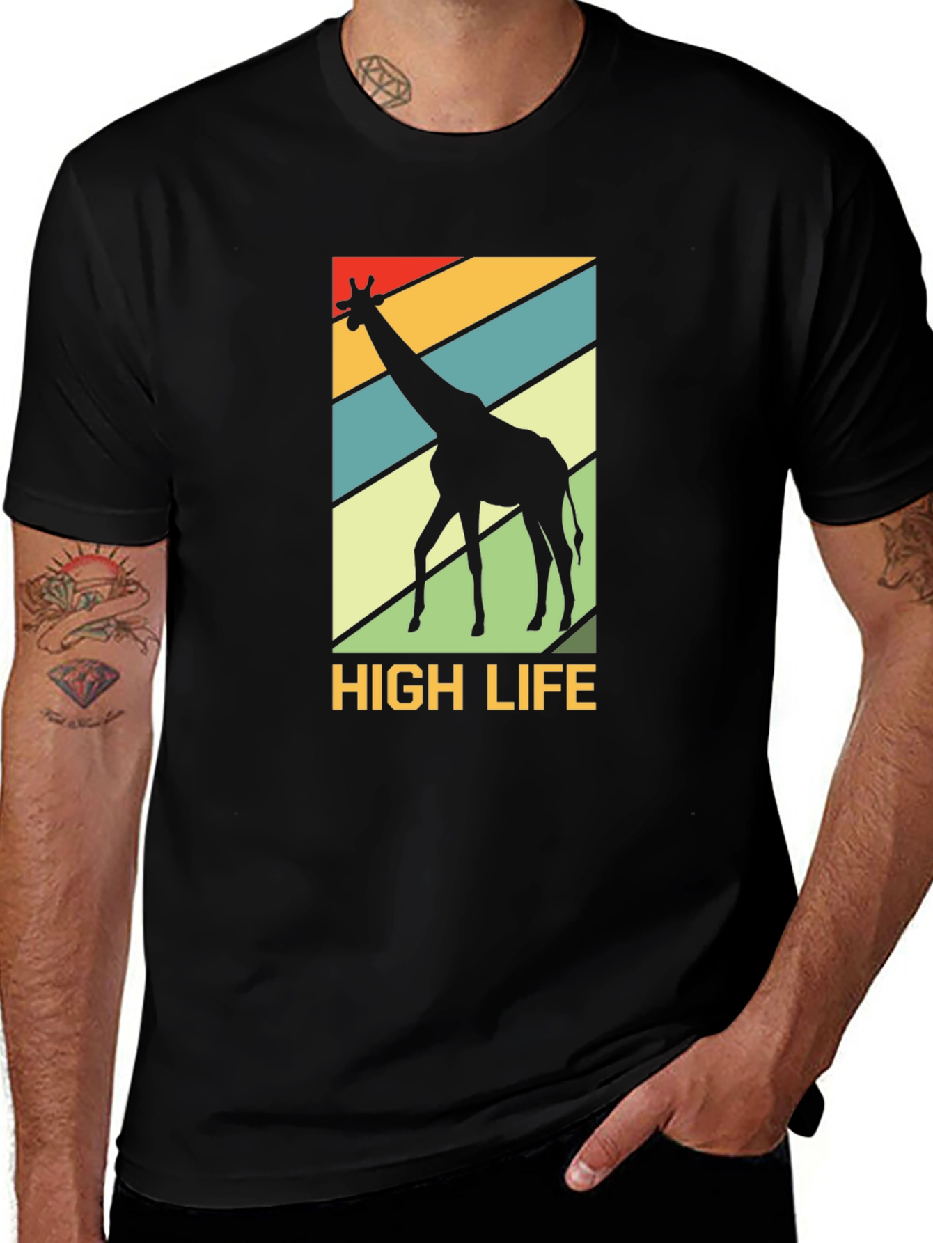 Variant 23 of High Life Giraffe Graphic Tee - Black
