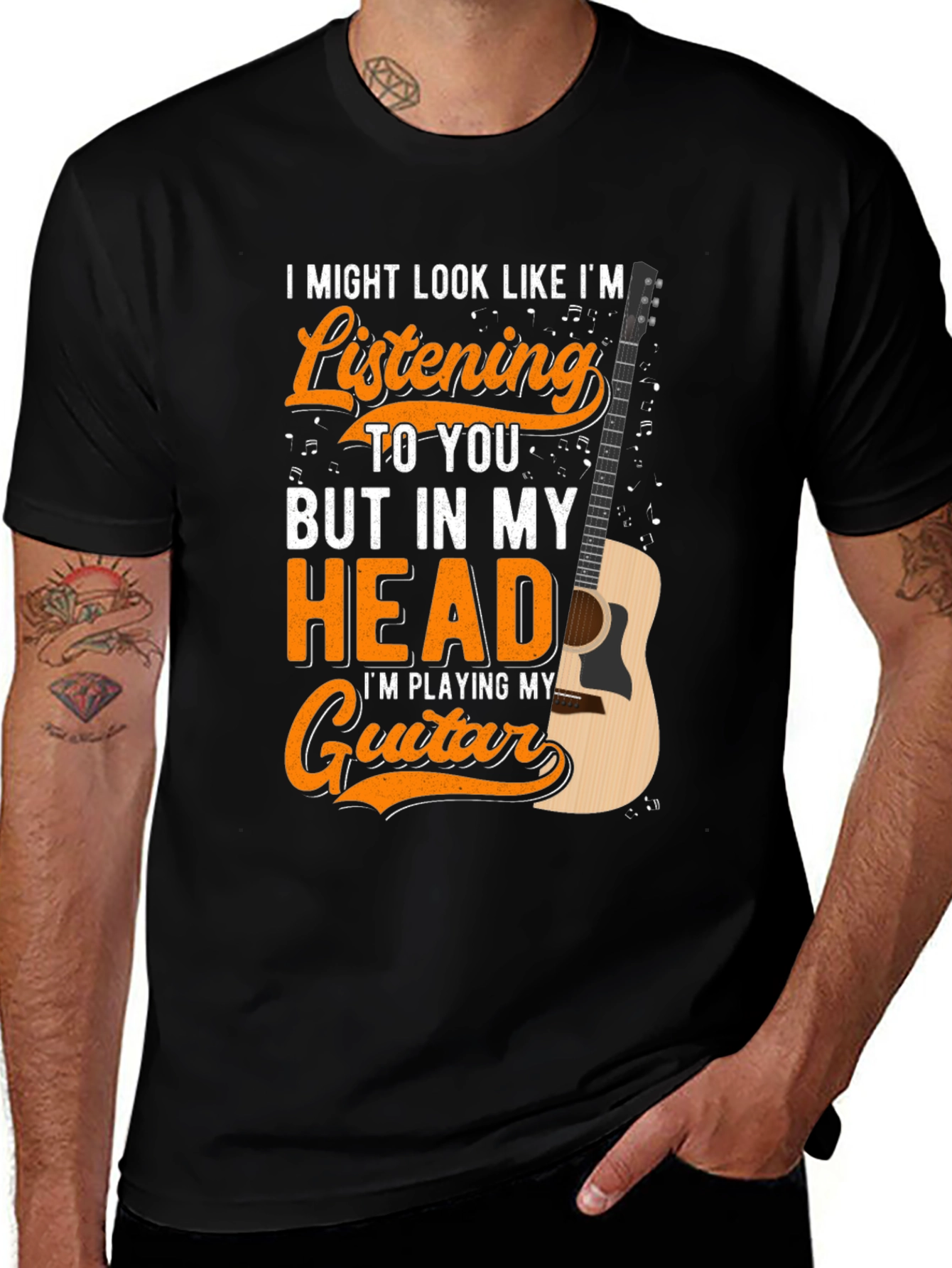 Variant 21 of Funny Guitar Player T-Shirt - Listening in My Head