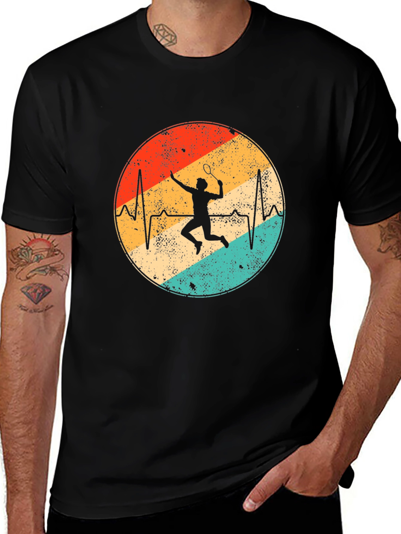 Variant 3 of Badminton Heartbeat Graphic Tee