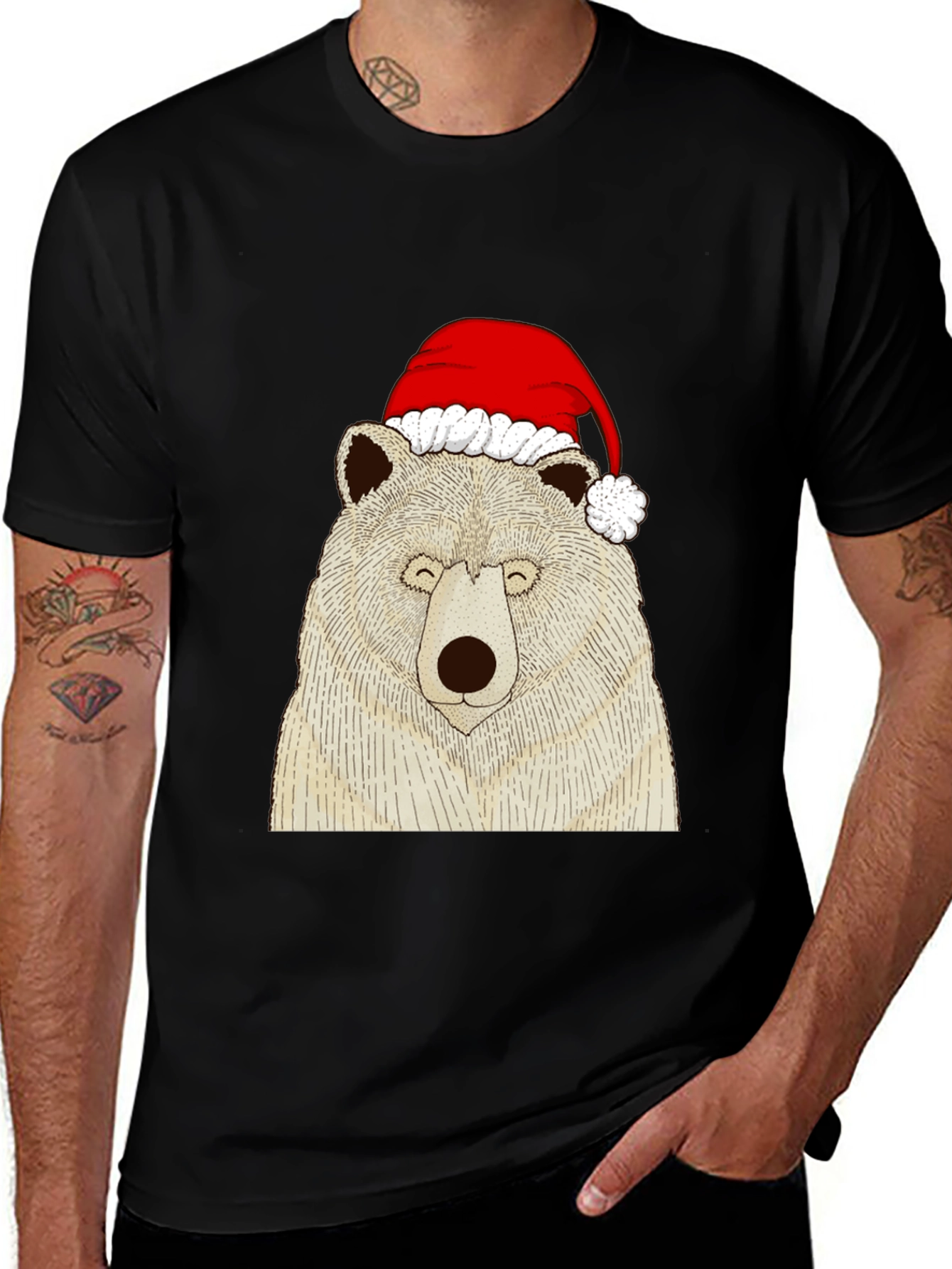 Variant 14 of Bear with Santa Hat T-Shirt - Holiday Style