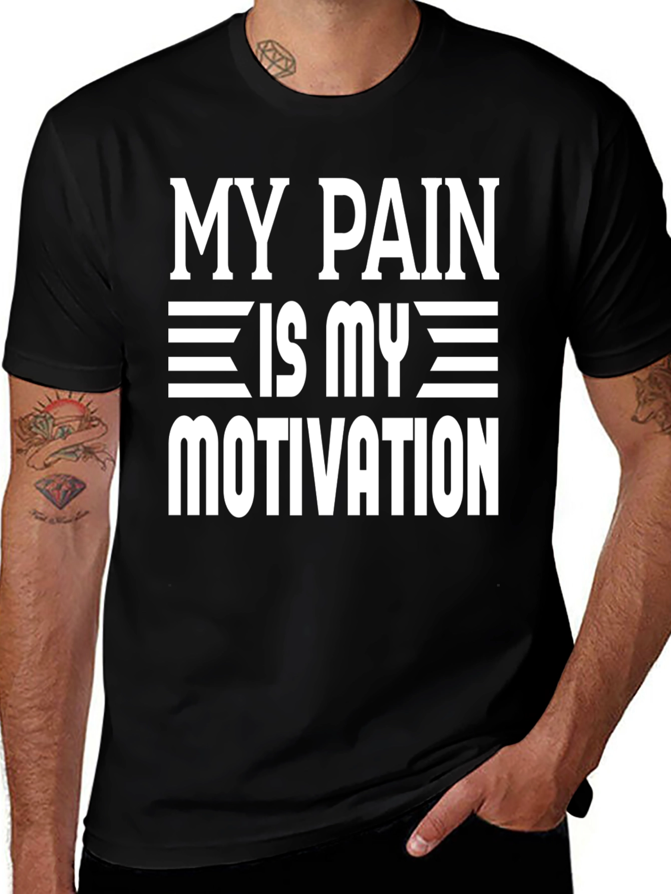 Variant 21 of Motivational 'My Pain Is My Motivation' Black T-Shirt