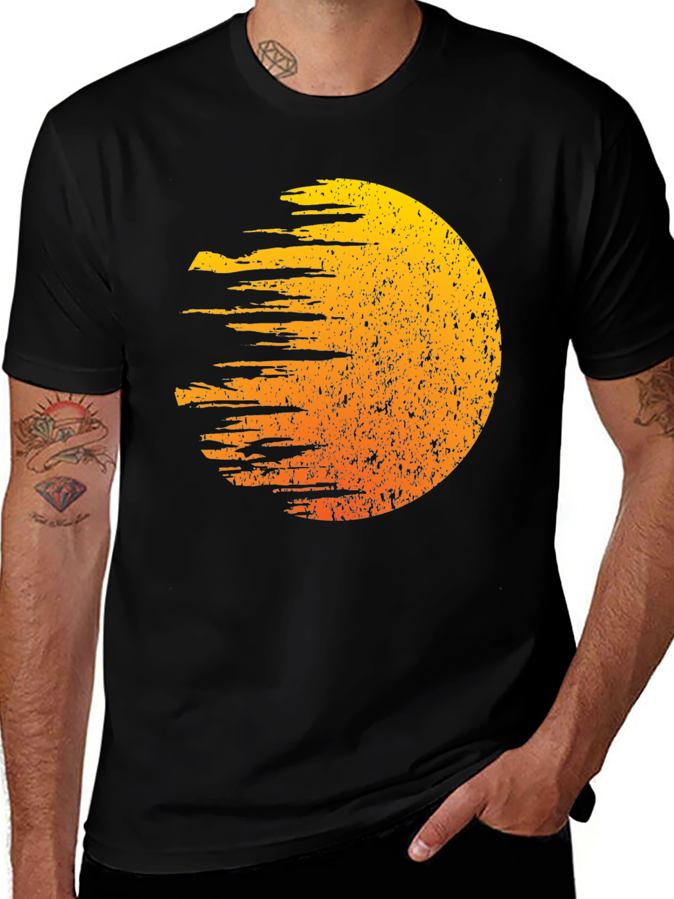 Variant 19 of Abstract Graphic Tee - Distressed Sun Design