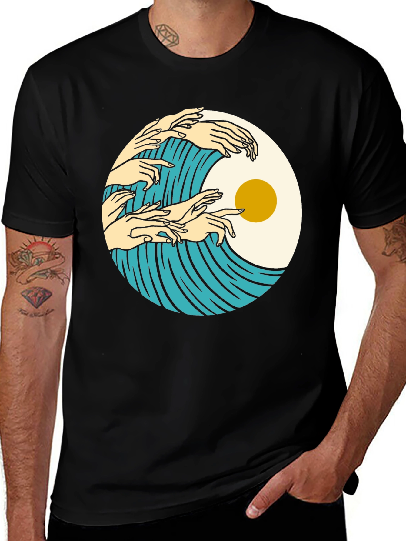 Variant 8 of Ocean Wave Hands Graphic Tee