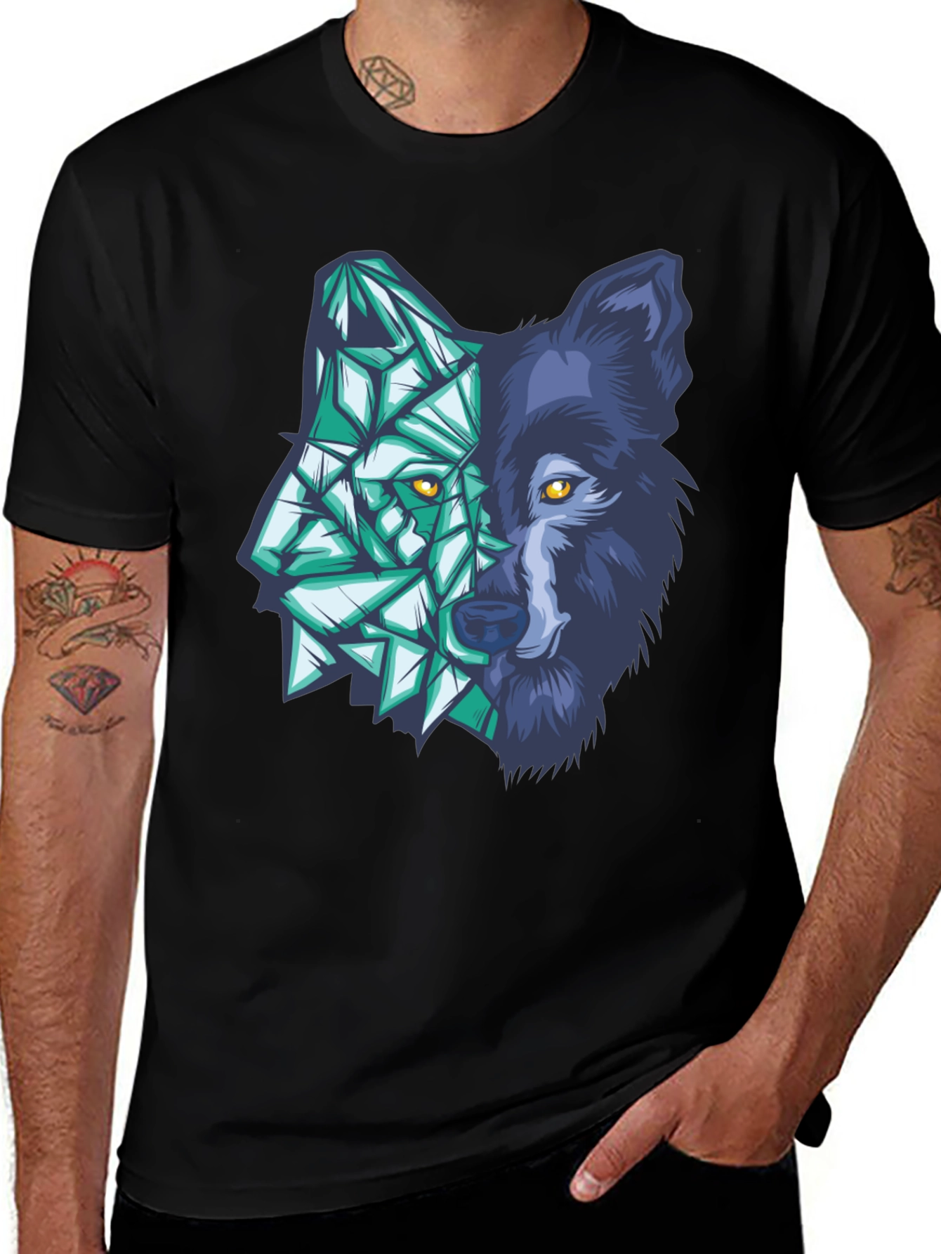 Variant 27 of Geometric Wolf Graphic Tee