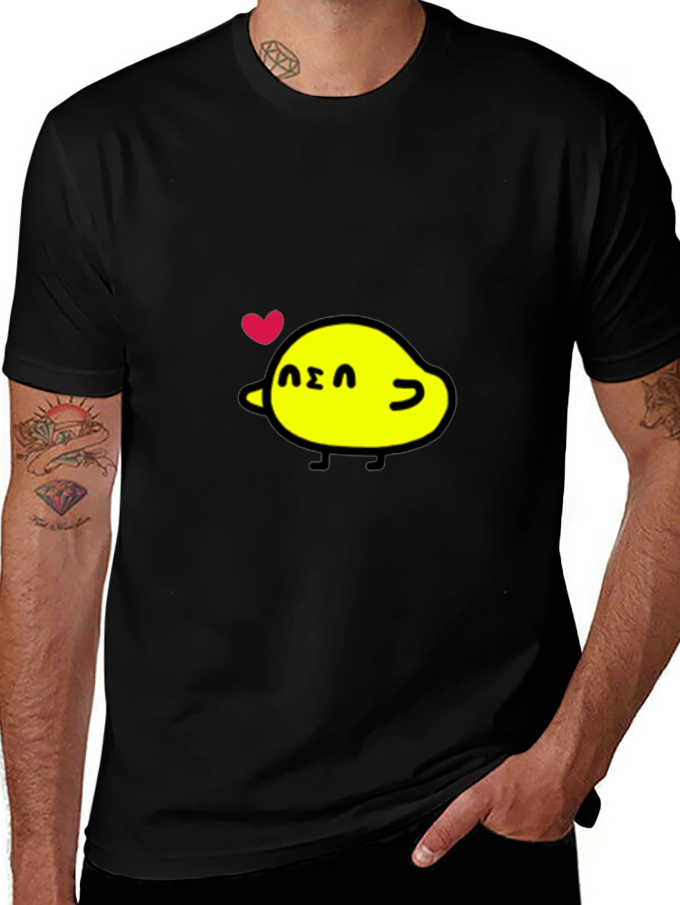 Variant 23 of Cute Lemon Character Print Black T-Shirt