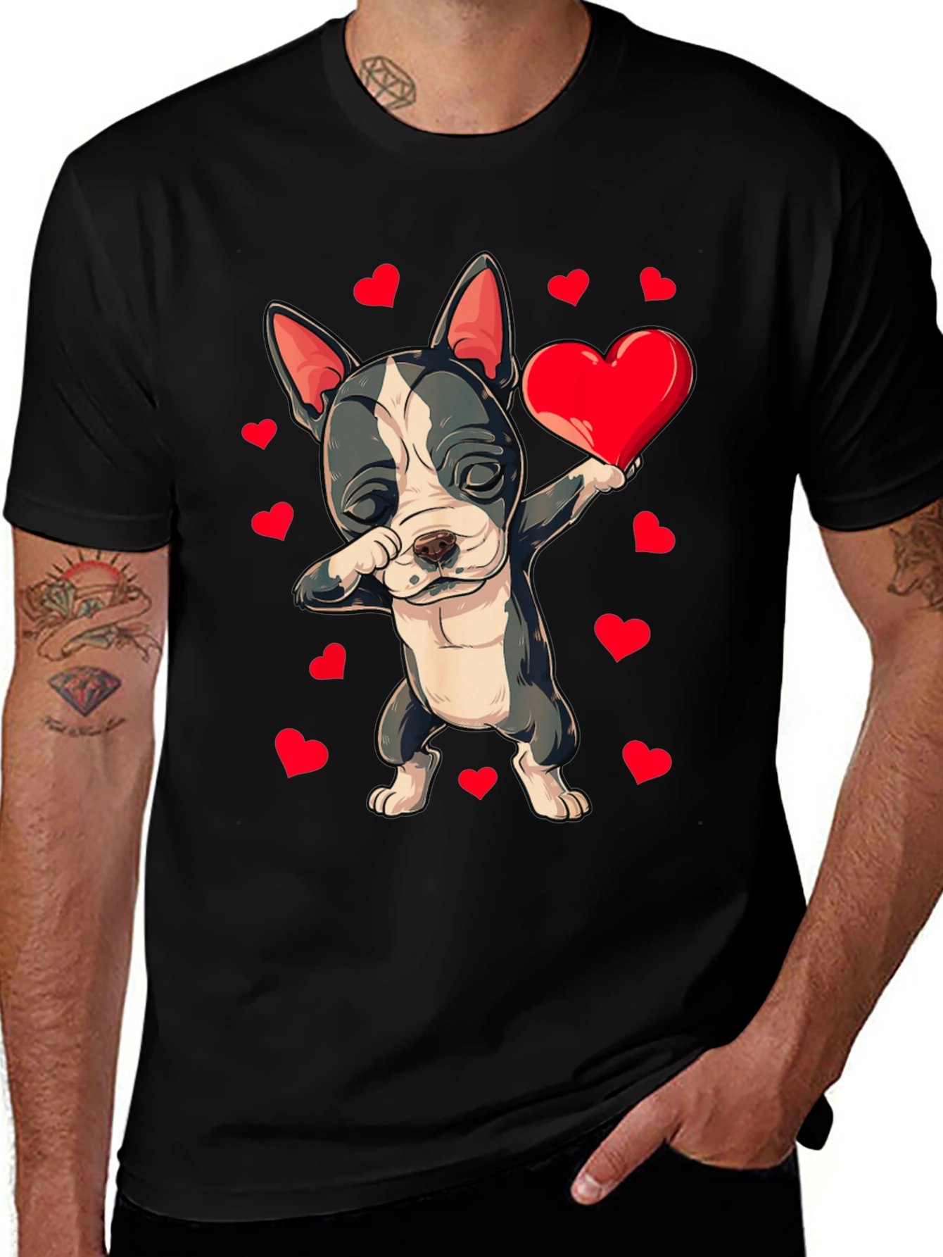 Variant 17 of Dabbing Dog Heart T-Shirt