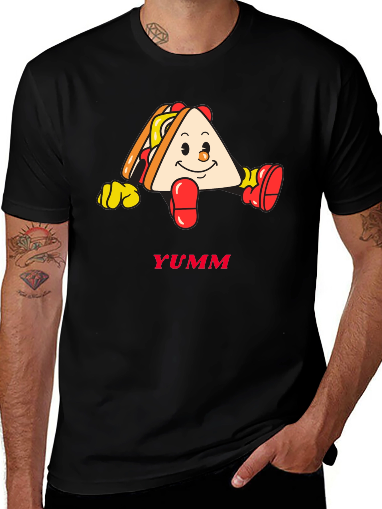 Variant 28 of YUMM Cartoon Sandwich Graphic Black T-Shirt