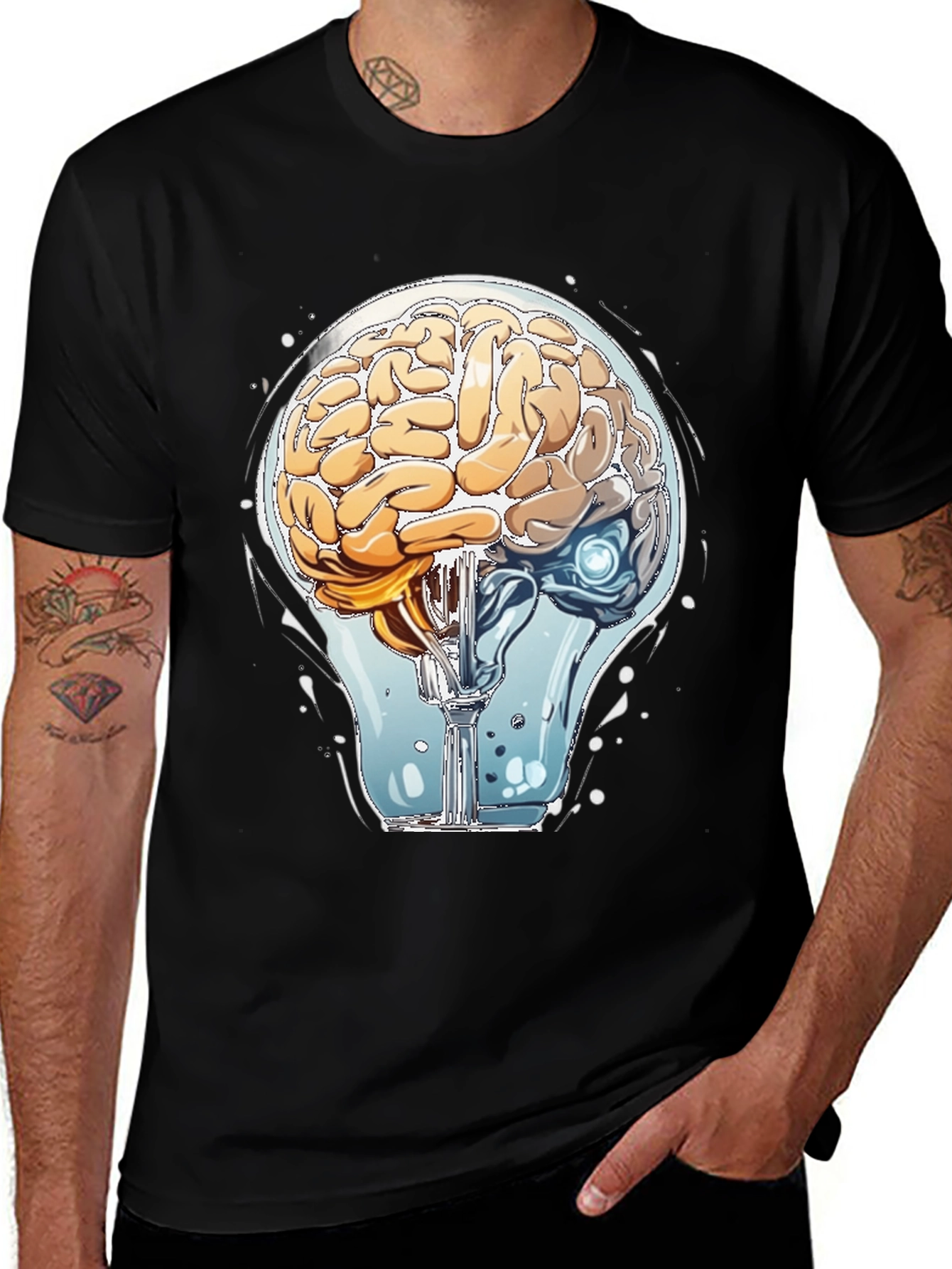 Variant 10 of Brain Light Bulb Graphic Tee - Think Different